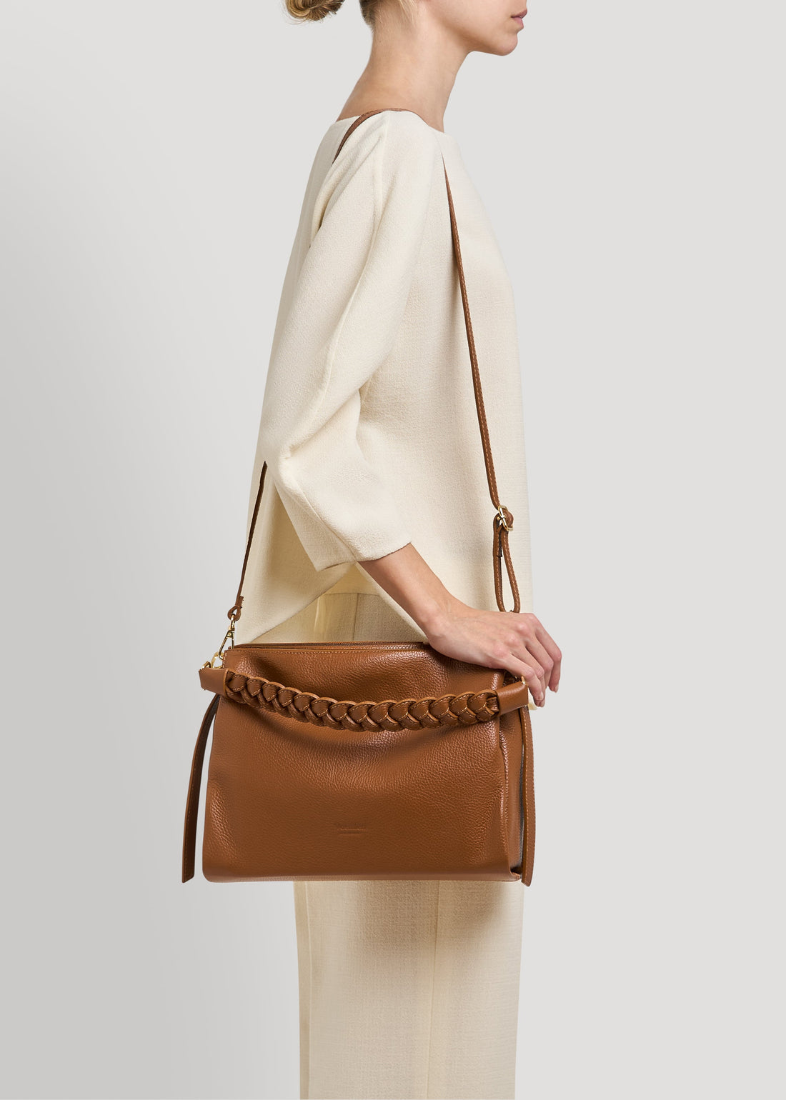Braid Bag in Tan Dollar Leather
