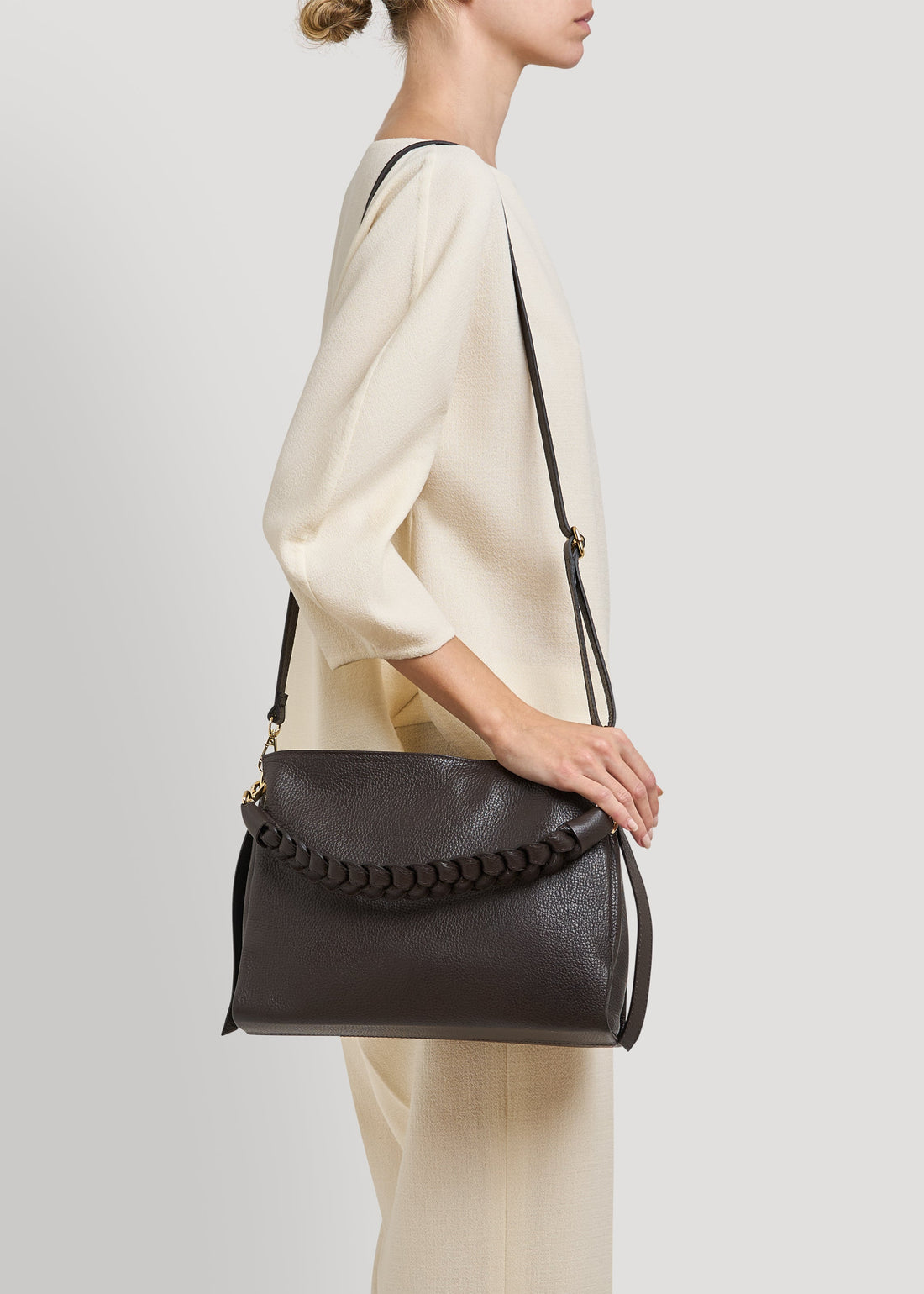 Braid Bag in Dark Brown Dollar Leather