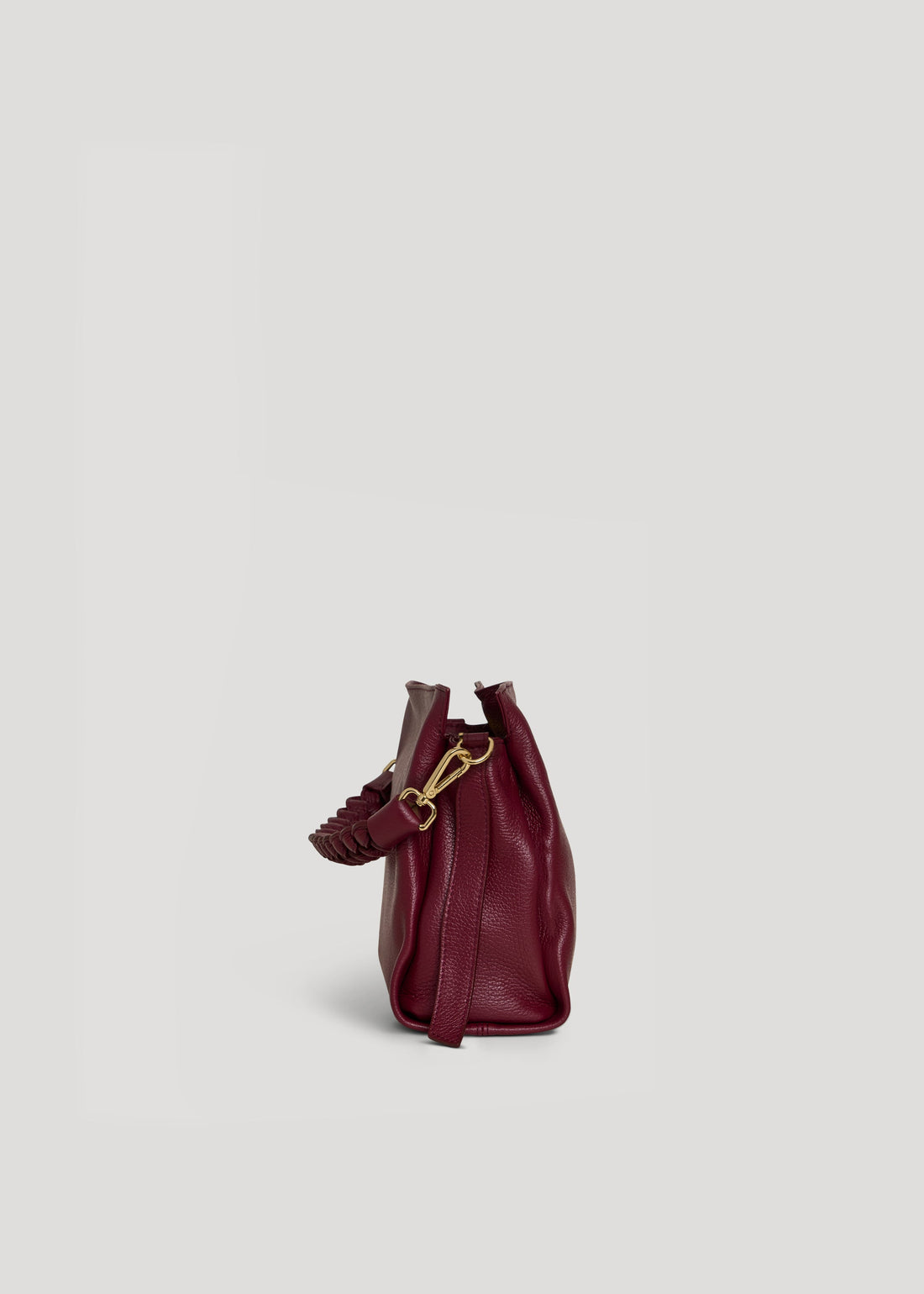 Braid Micro Bag in Burgundy Dollar Leather