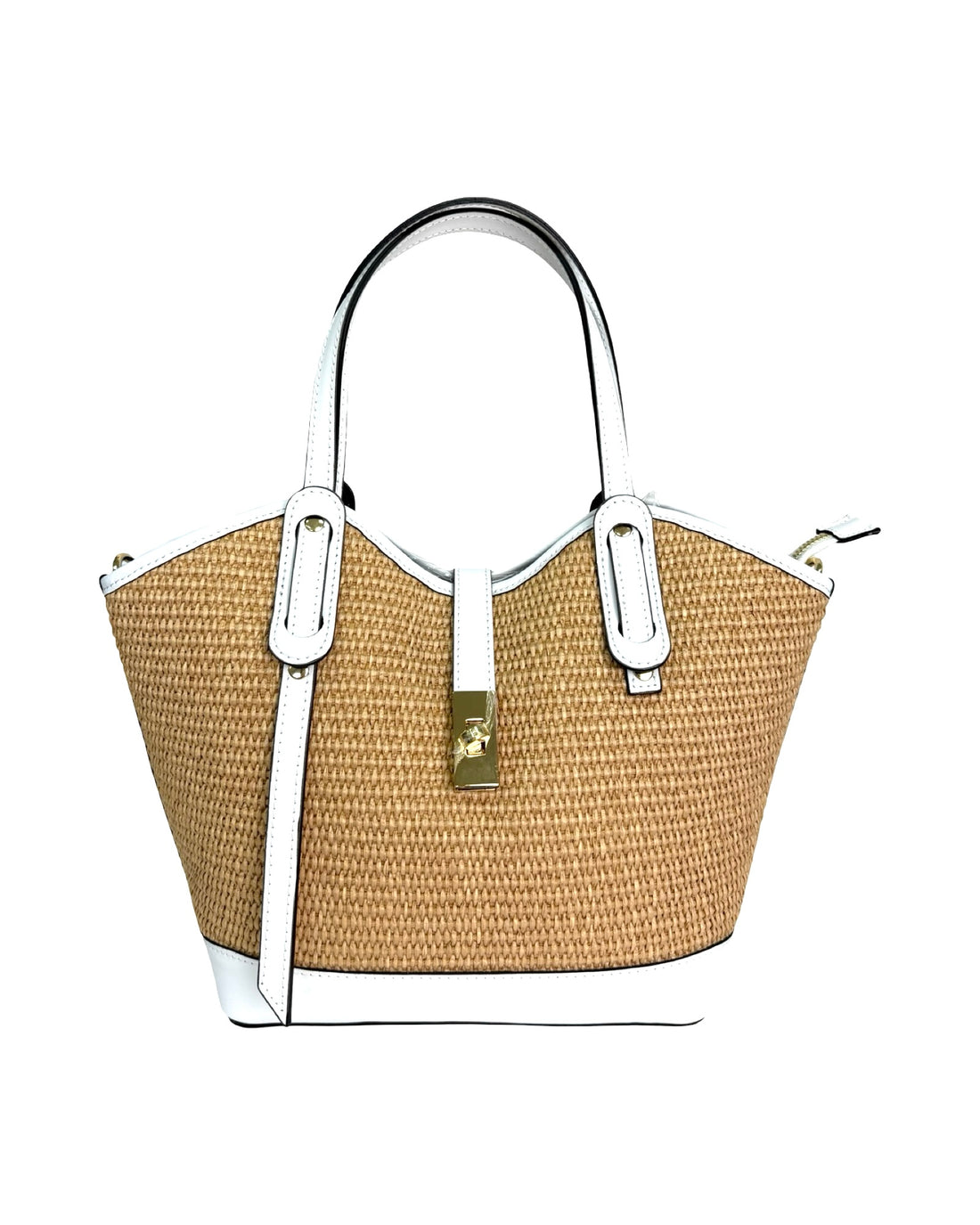 Montclair Bag in Raffia and Brushed Leather White