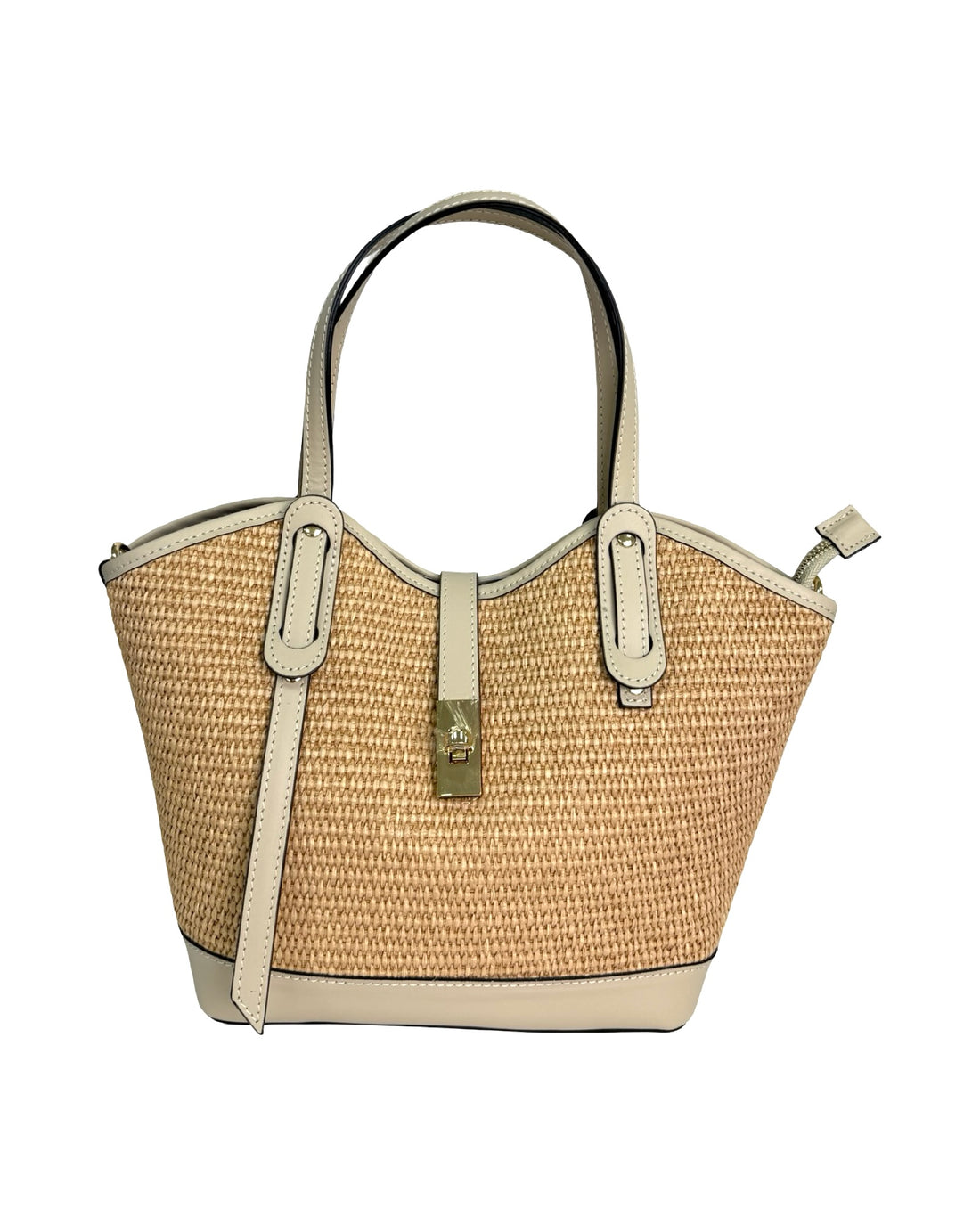 Montclair Bag in Raffia and Brushed Leather Beige