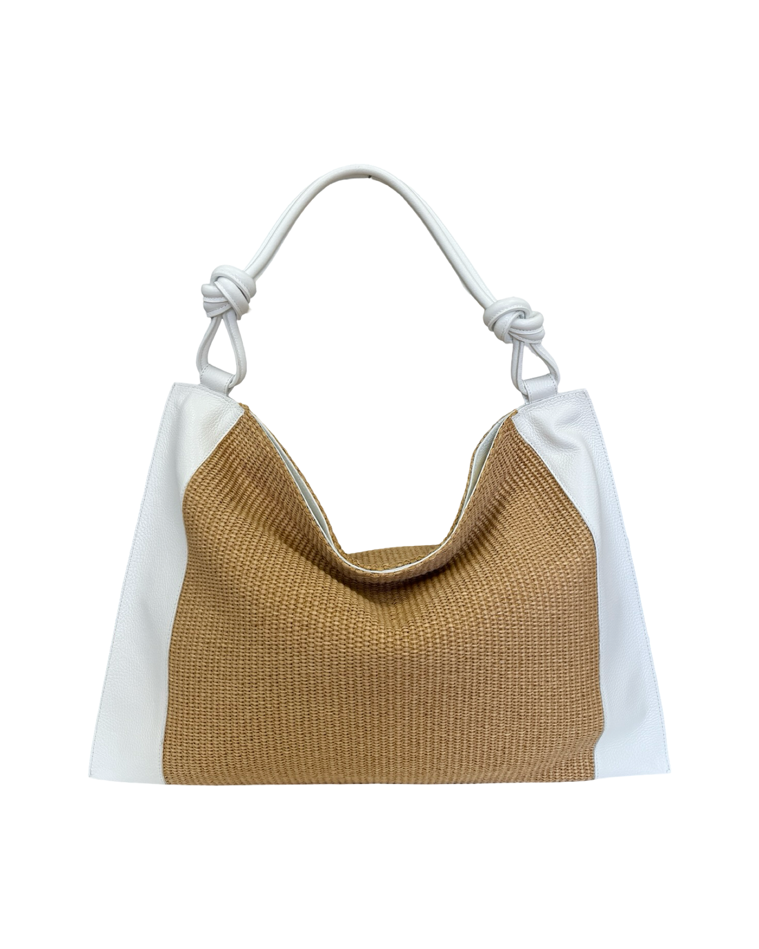 Margot Bag in Raffia and Dollar Leather White