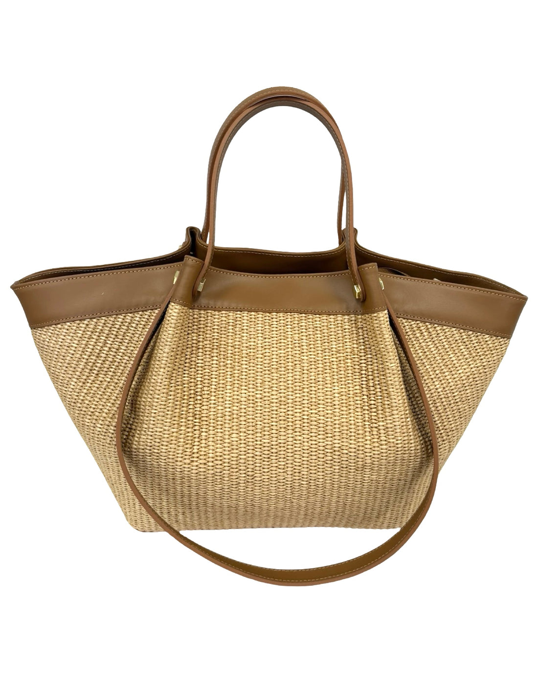 Juliette Bag in Raffia and Brushed Leather Tan