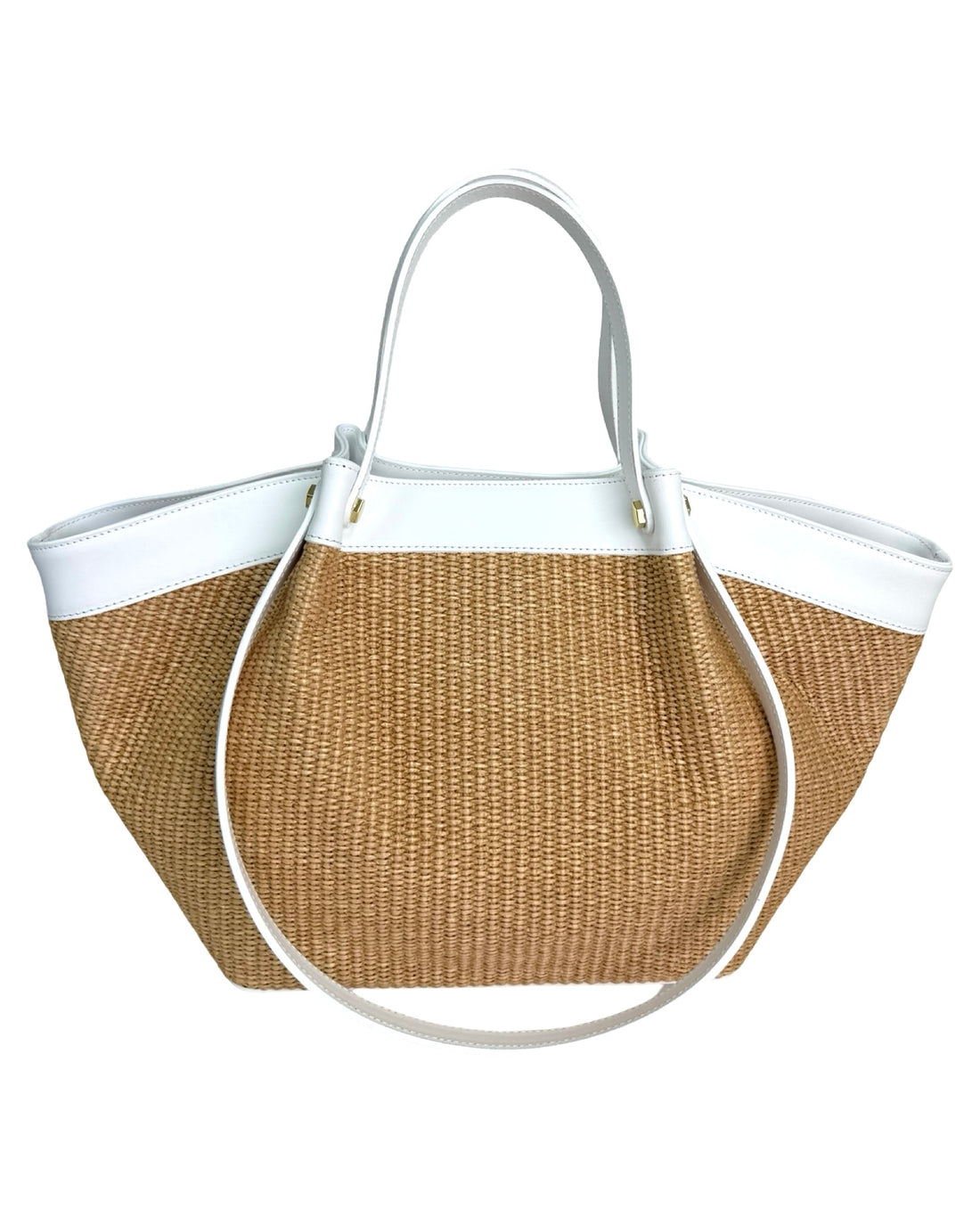Juliette Bag in Raffia and Brushed Leather White