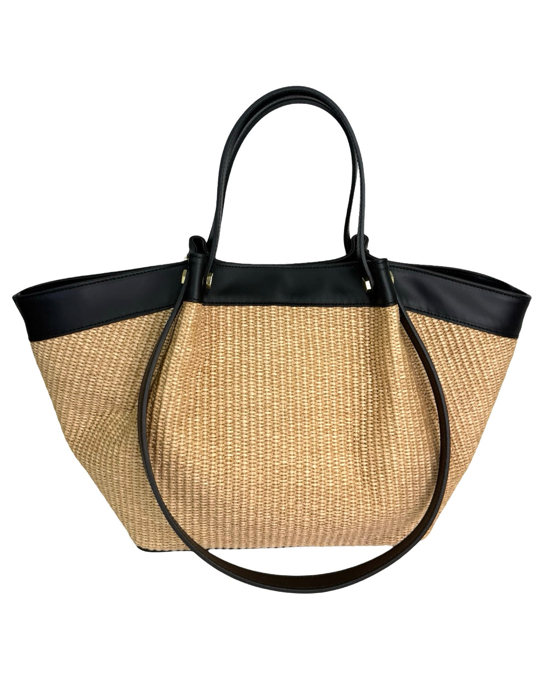 Juliette Bag in Raffia and Brushed Leather Black