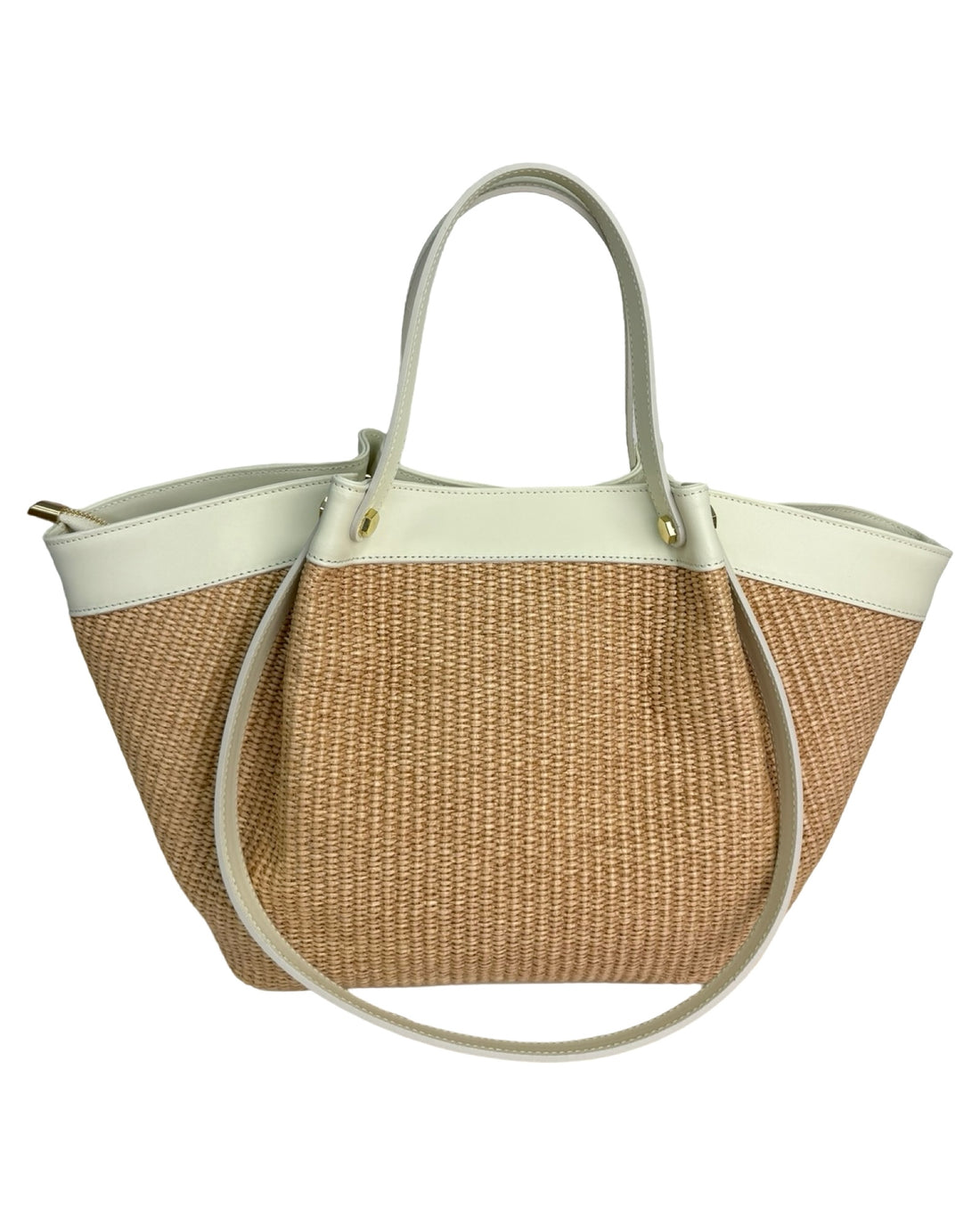 Juliette Bag in Raffia and Brushed Leather Beige