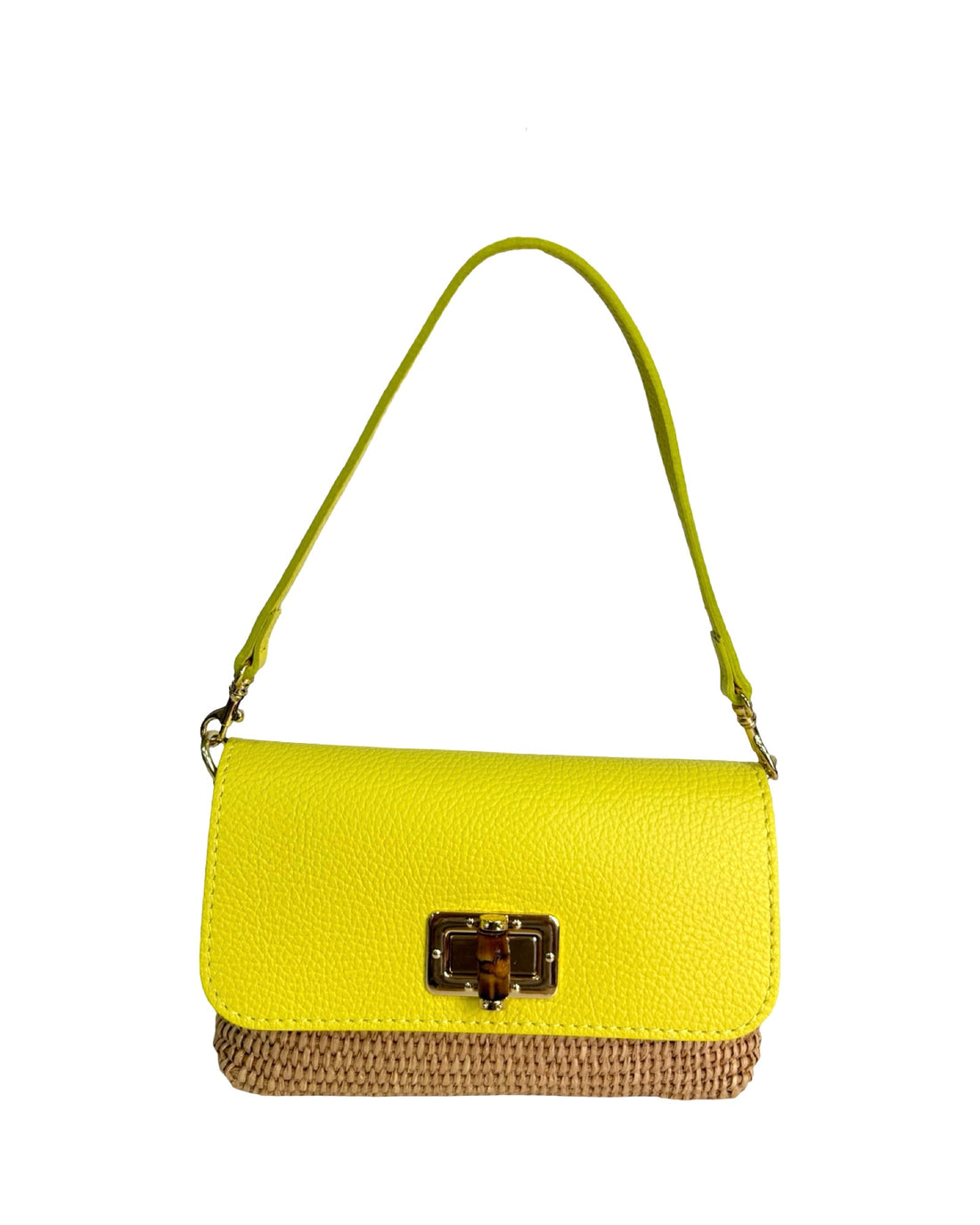 Emily Bag in Raffia and Dollar Leather Yellow
