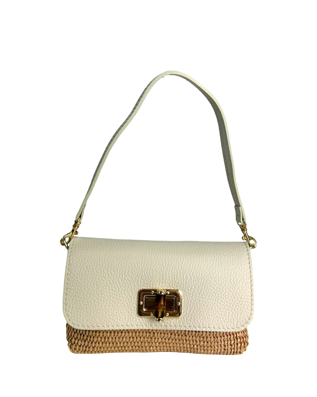 Emily Bag in Raffia and Dollar Leather Beige