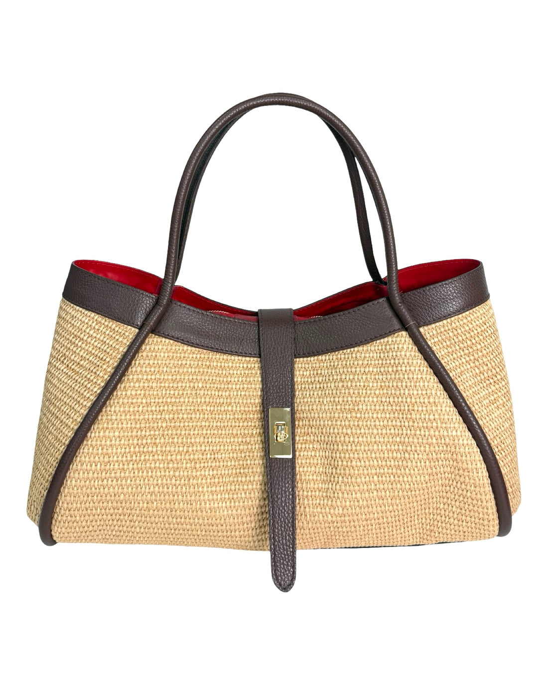Mayfair Bag in Raffia and Dollar Leather Brown