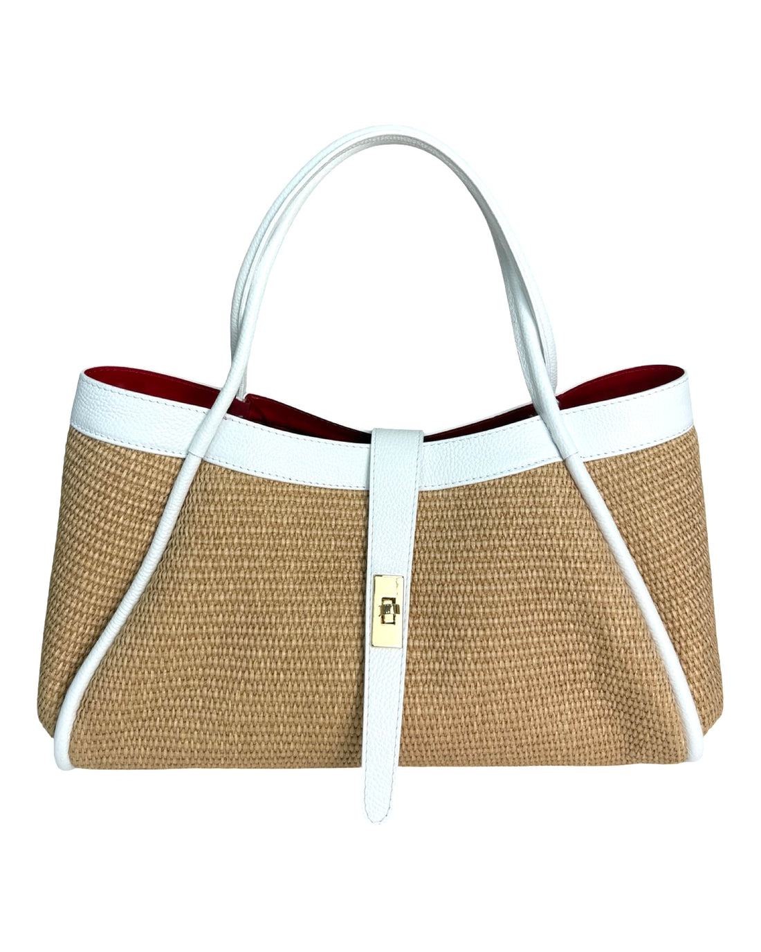 Mayfair Bag in Raffia and Dollar Leather White