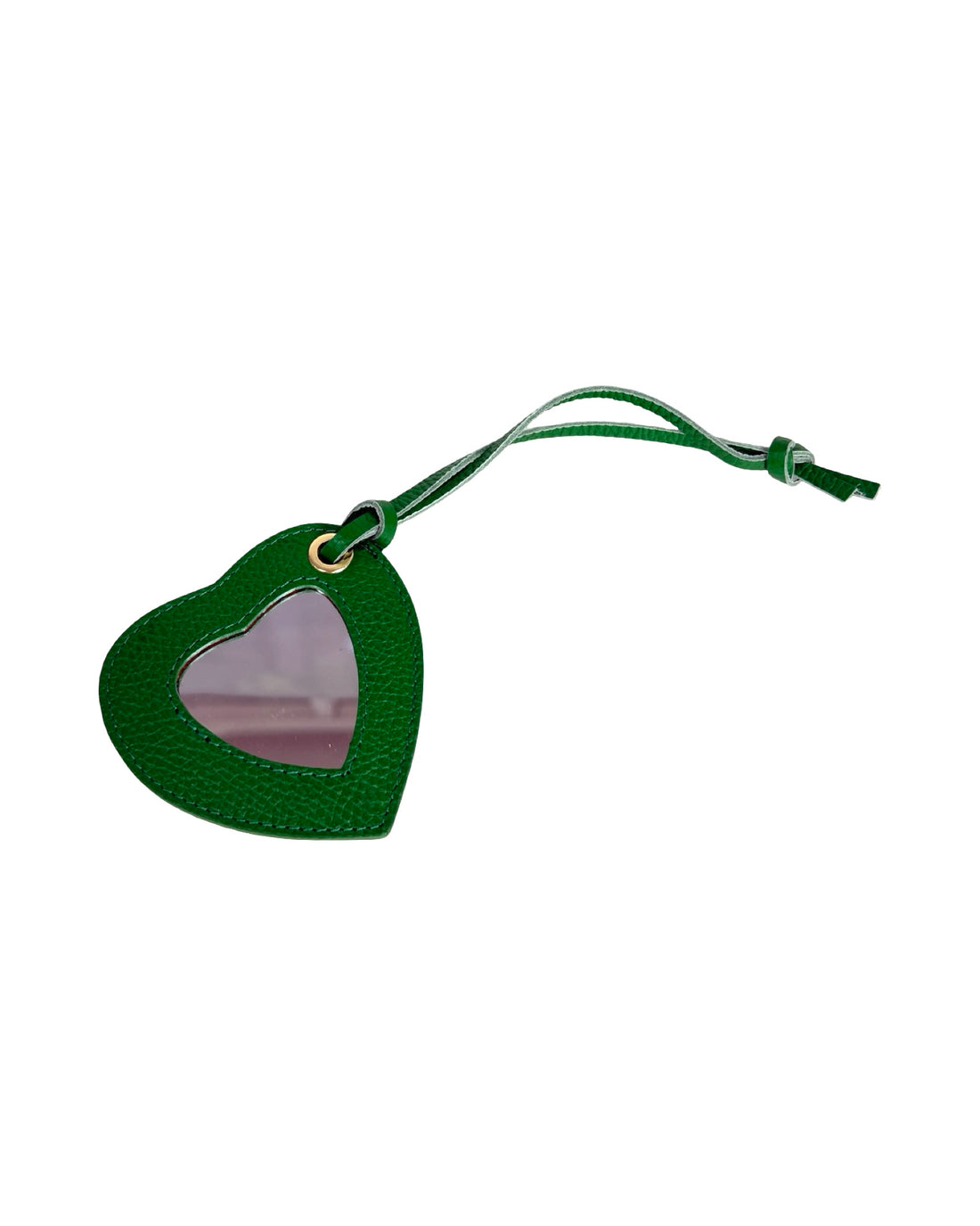 Heart Mirror Tag in Dollar Leather Green