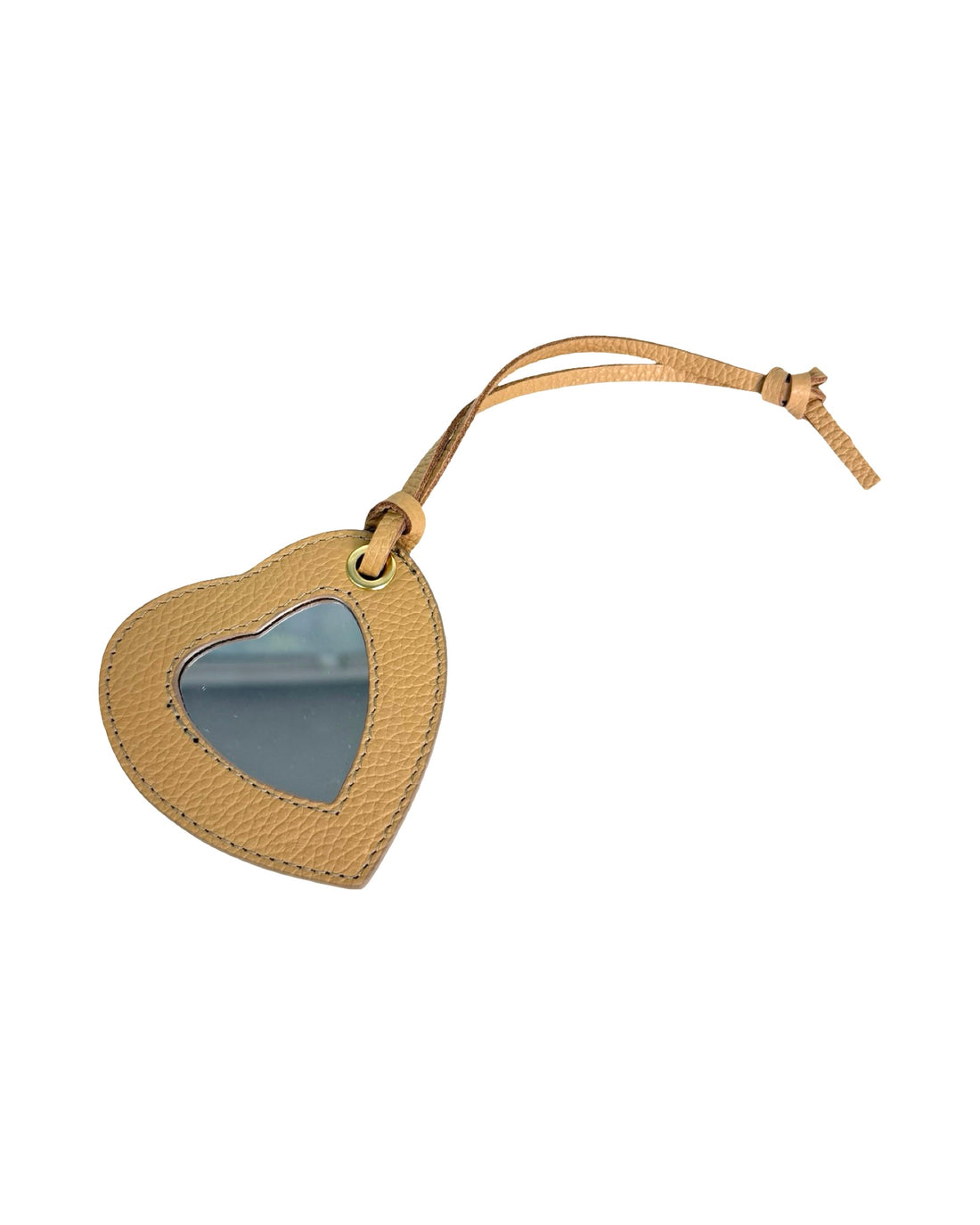 Heart Mirror Tag in Dollar Leather Beige
