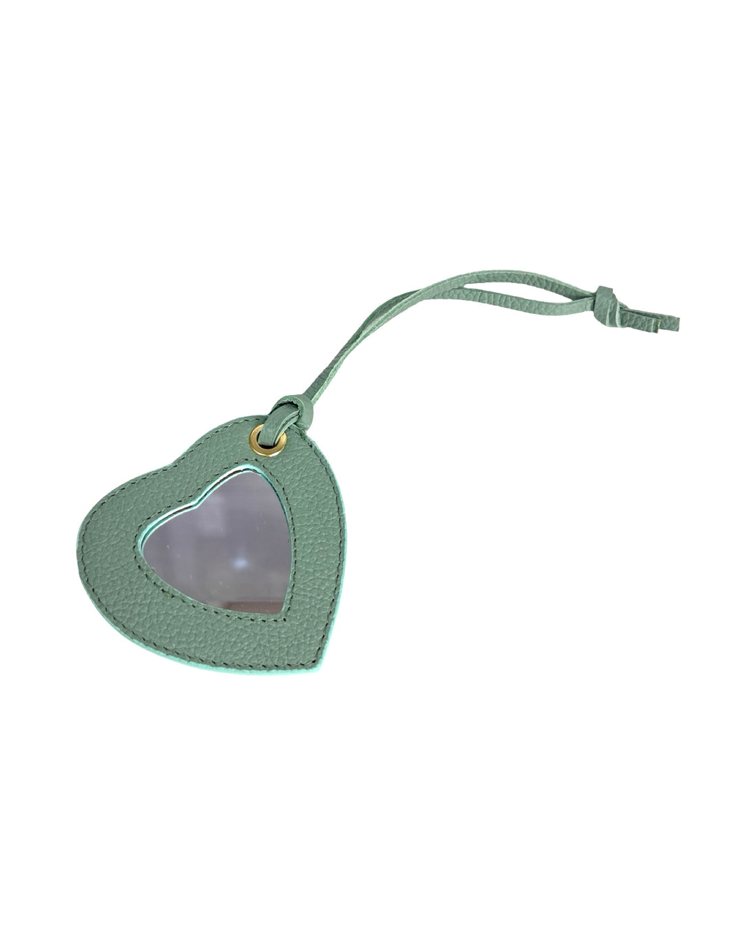 Heart Mirror Tag in Dollar Leather Mint Green