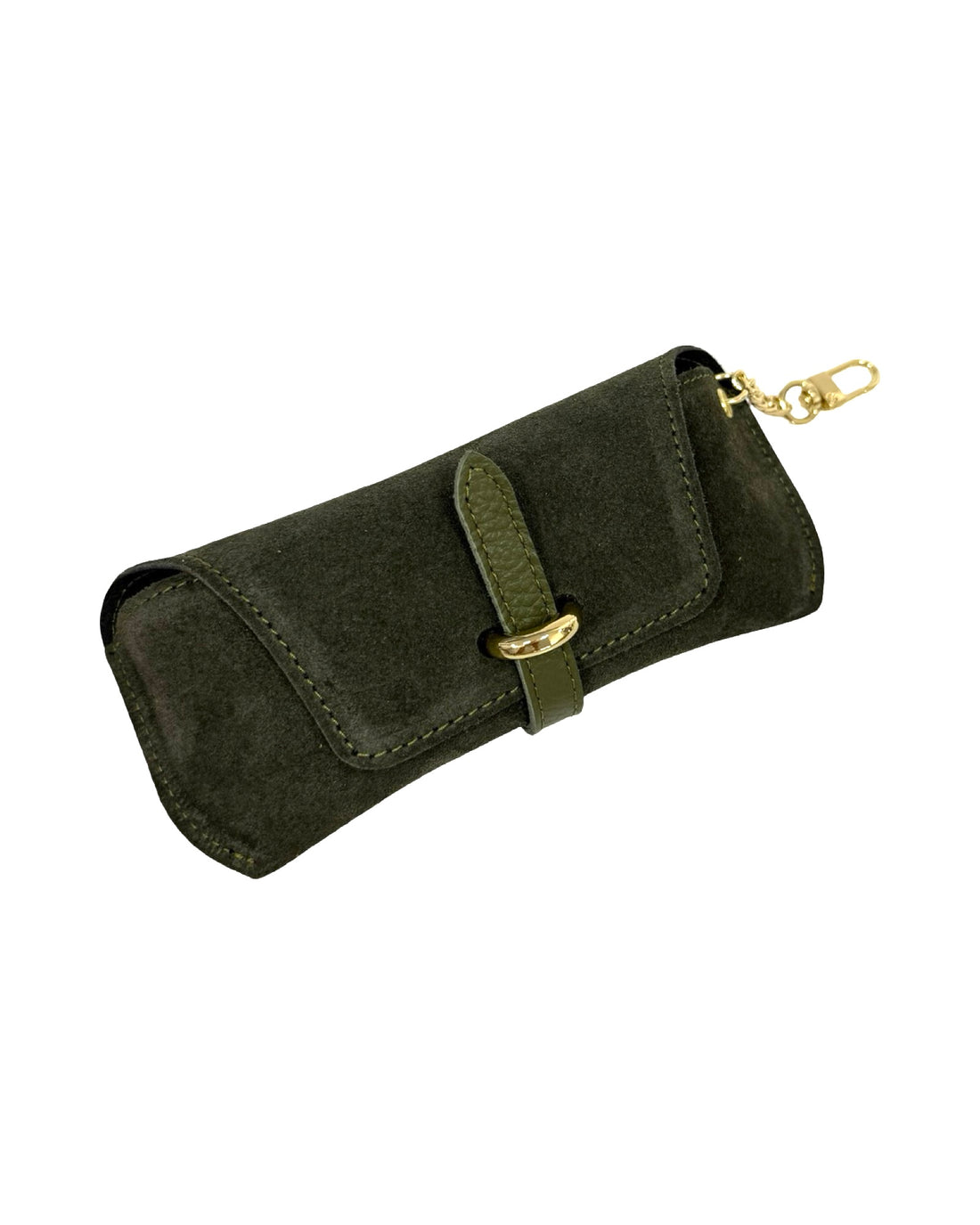 Ella Eyeglass Case in Suede and Dollar Leather Forest Green
