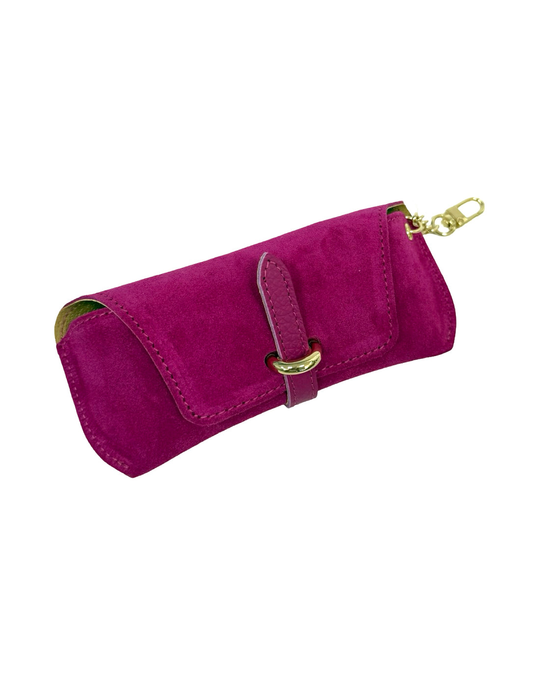 Ella Eyeglass Case in Suede and Dollar Leather Fuxya