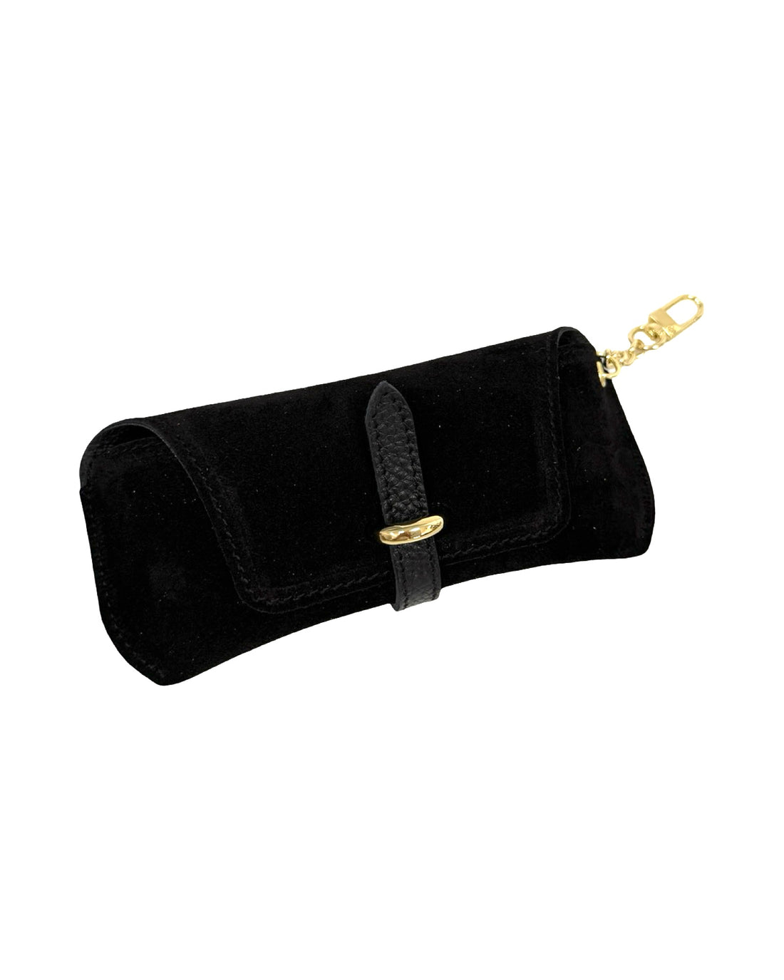 Ella Eyeglass Case in Suede and Dollar Leather Black