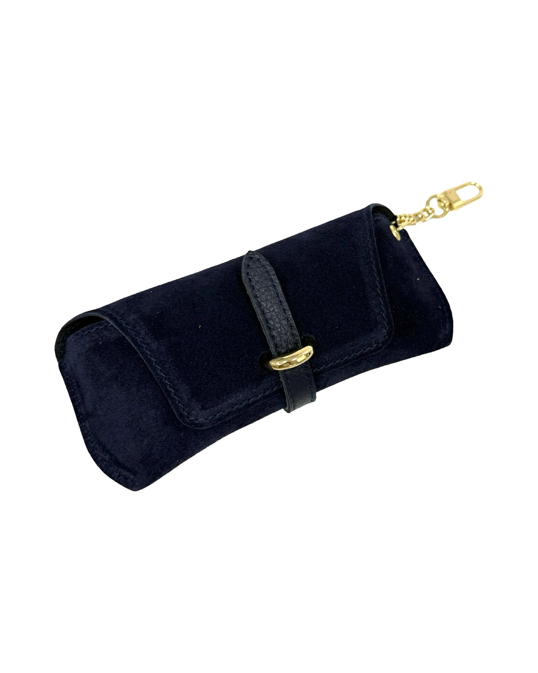 Ella Eyeglass Case in Suede and Dollar Leather Blue Navy