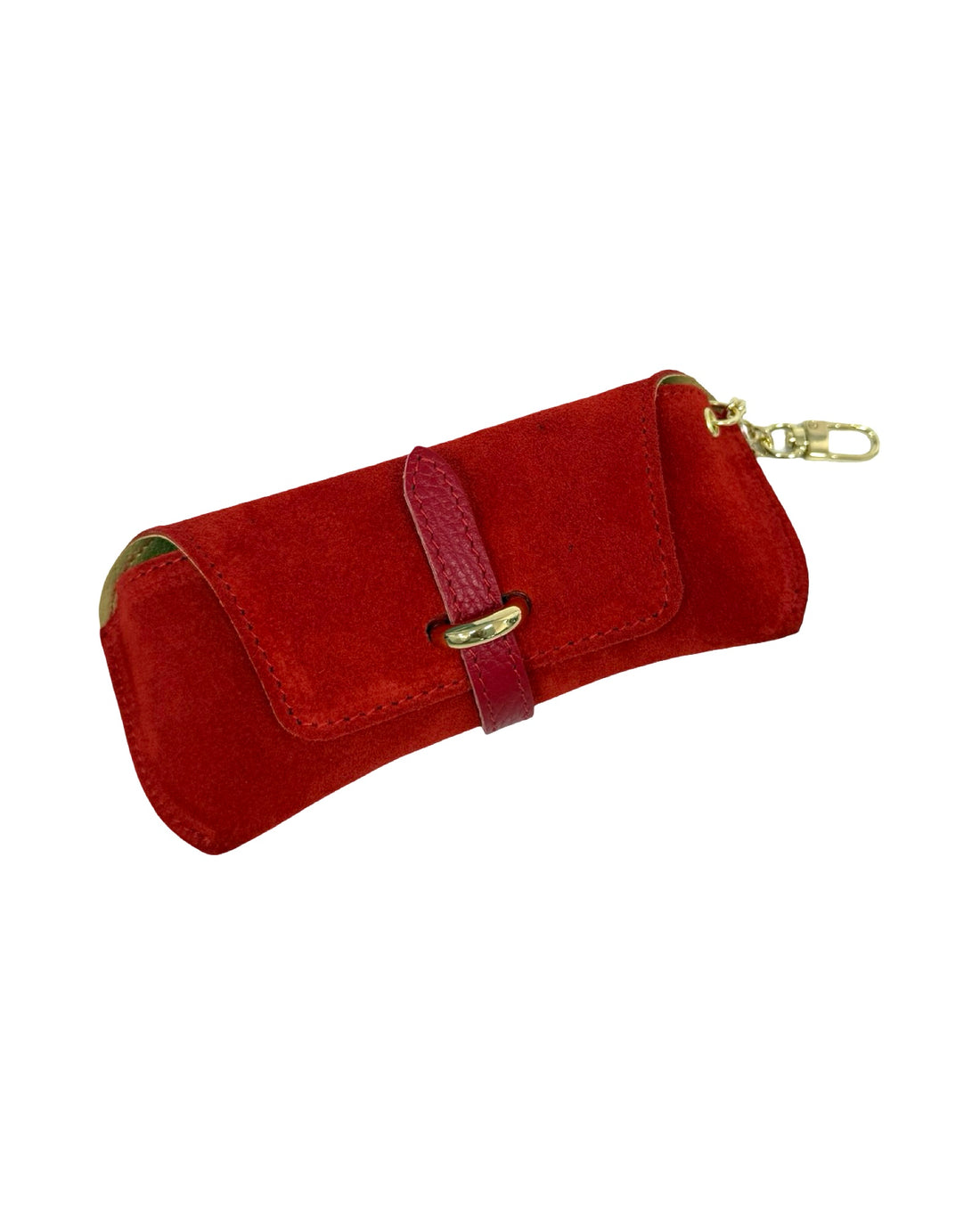 Ella Eyeglass Case in Suede and Dollar Leather Red