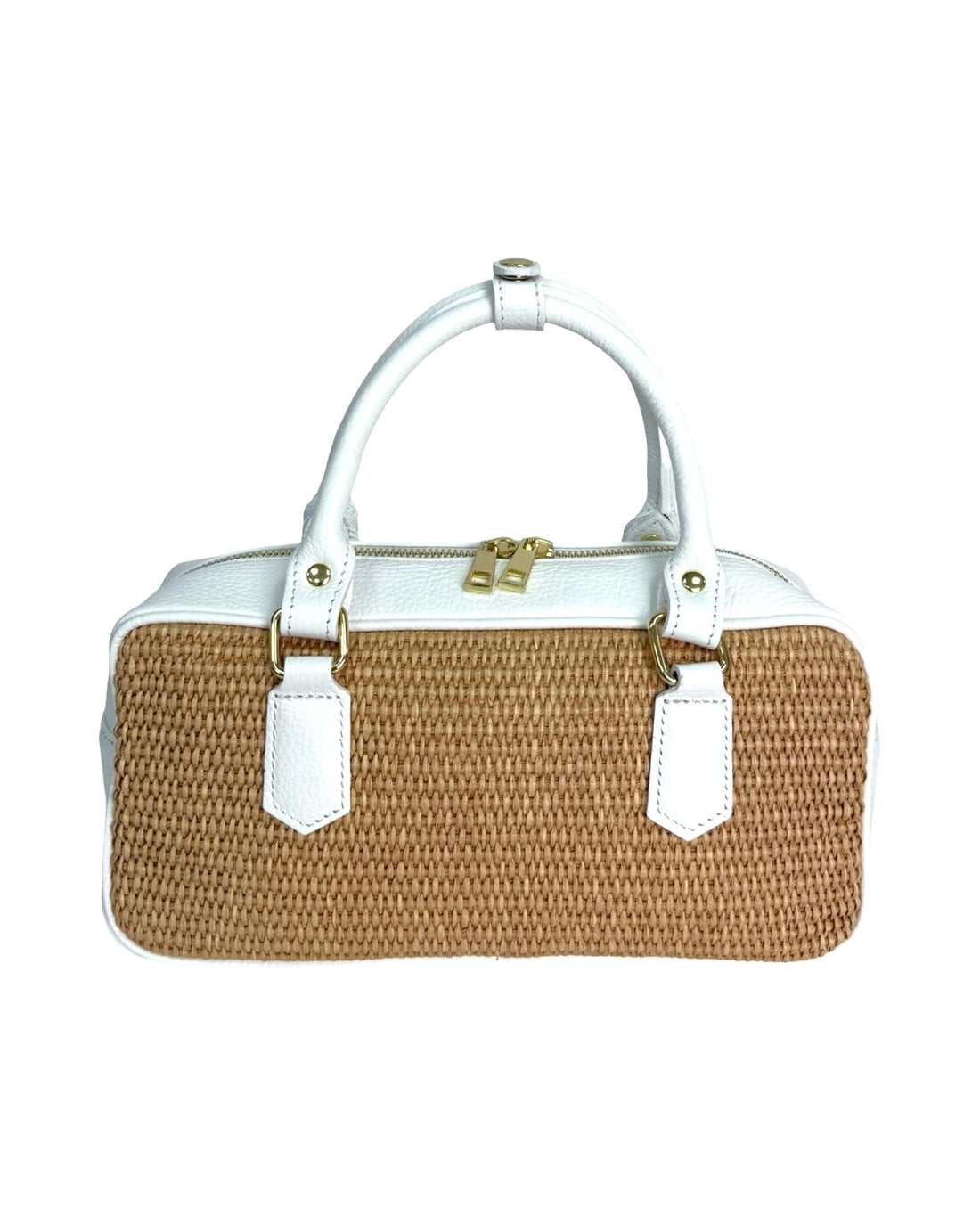 Rosewood Bag in Raffia and Dollar Leather White