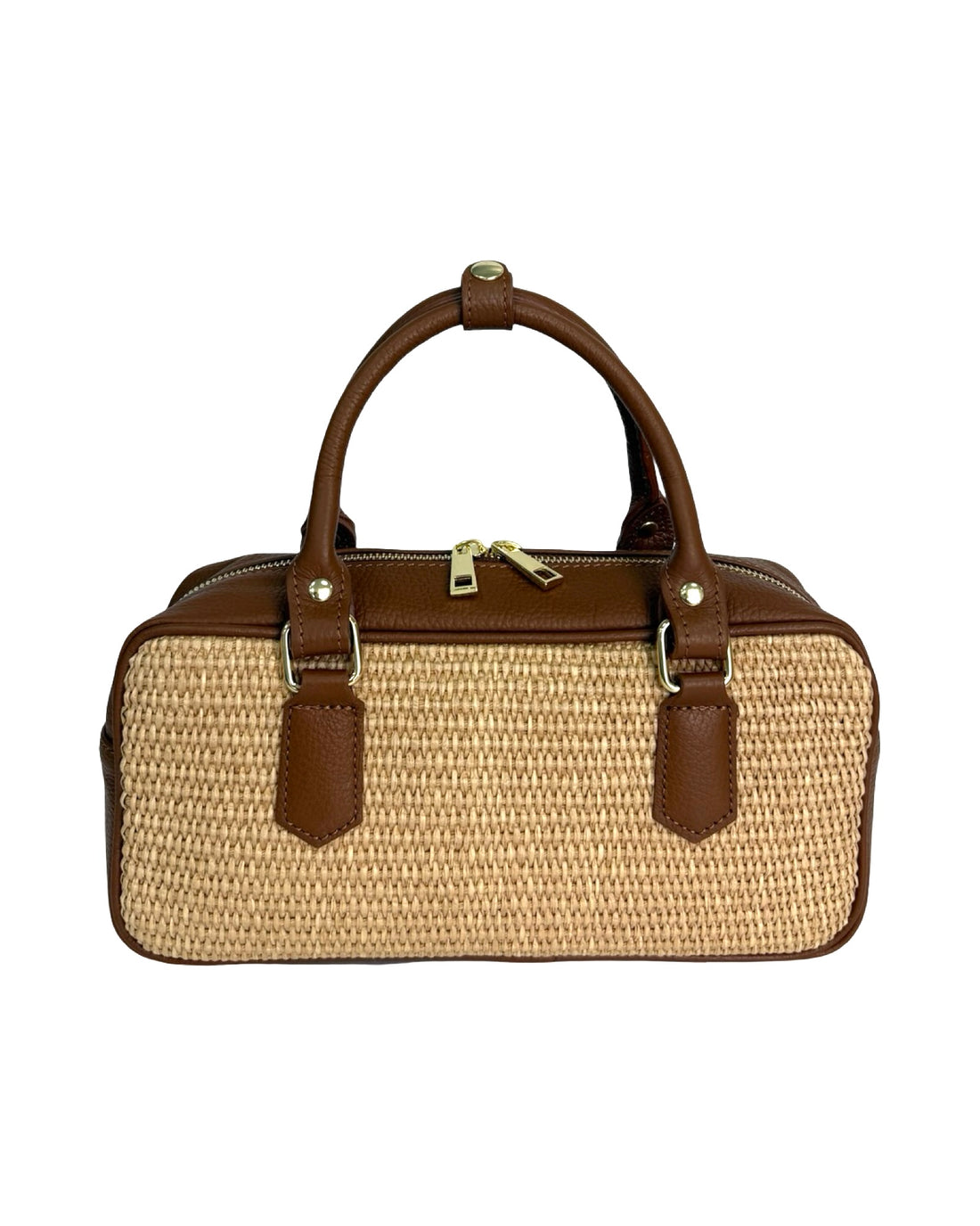 Rosewood Bag in Raffia and Dollar Leather Brown