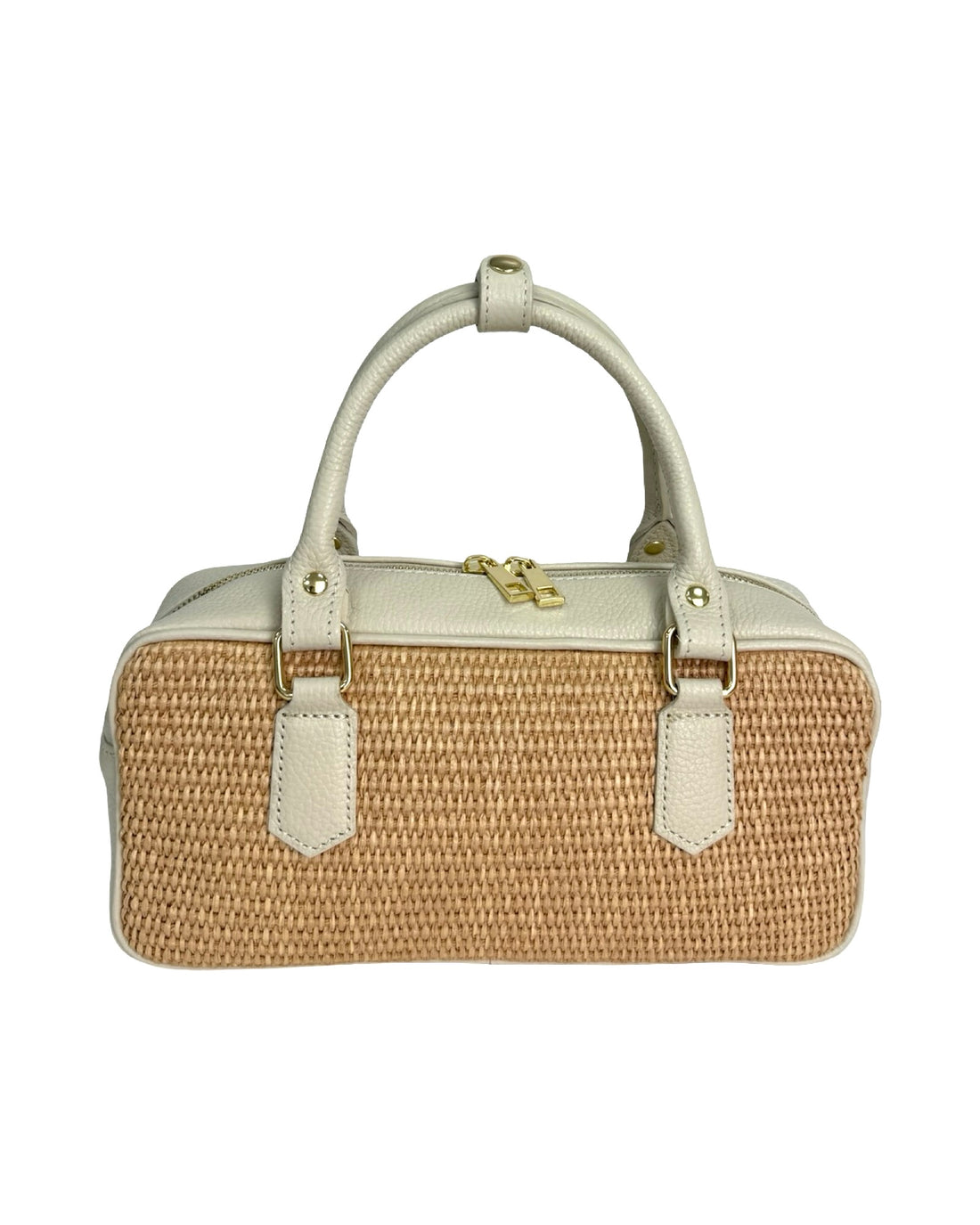 Rosewood Bag in Raffia and Dollar Leather Beige