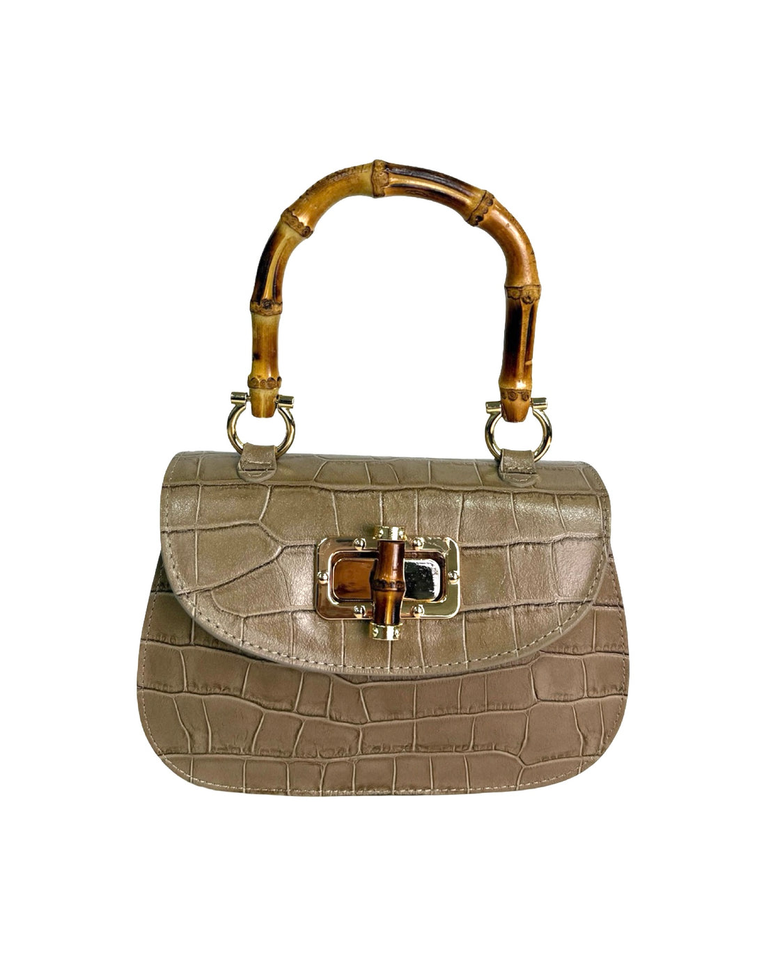 Divina Bag in Brushed and Croco Leather Taupe