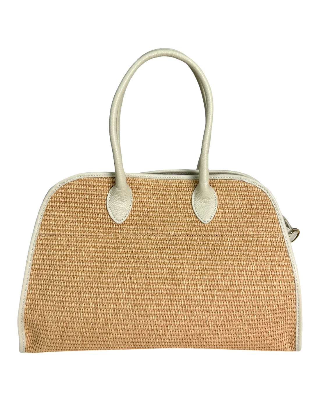 Noor Bag in Dollar Leather Beige and Raffia