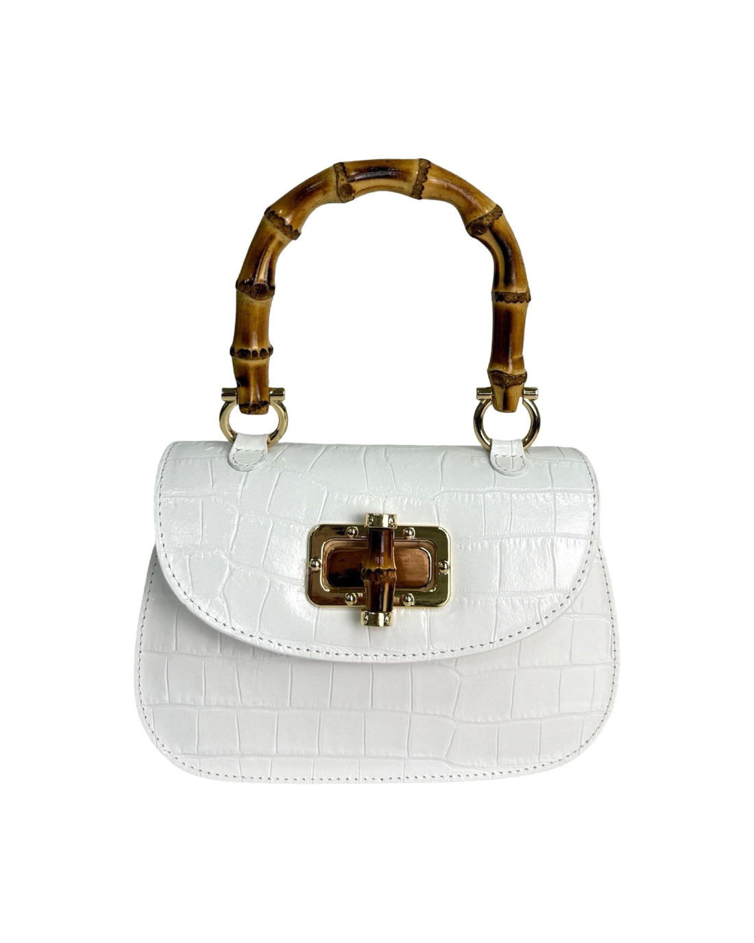 Divina Bag in Brushed and Croco Leather White