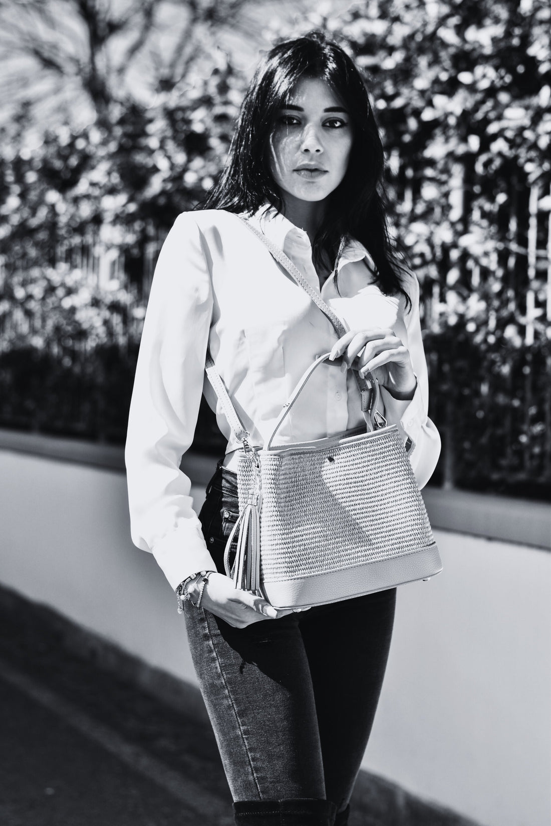 Kendy Bag in Lilac Dollar Leather and Raphia