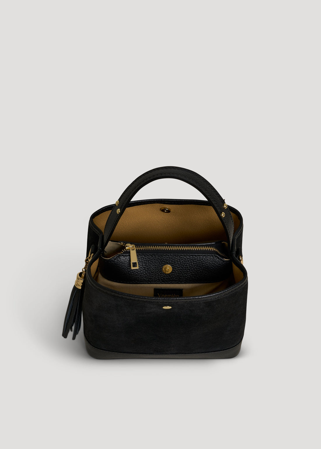 Kendy Bag in Black Suede and Dollar Leather
