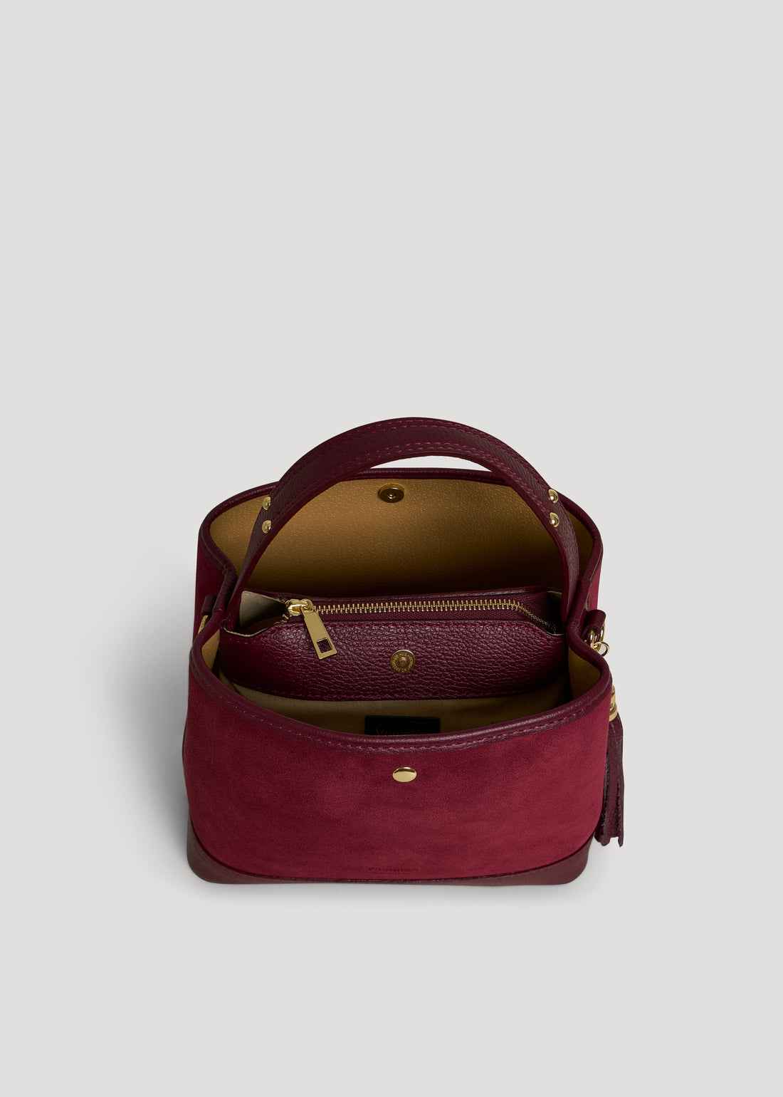 Kendy Bag in Burgundy Suede and Dollar Leather