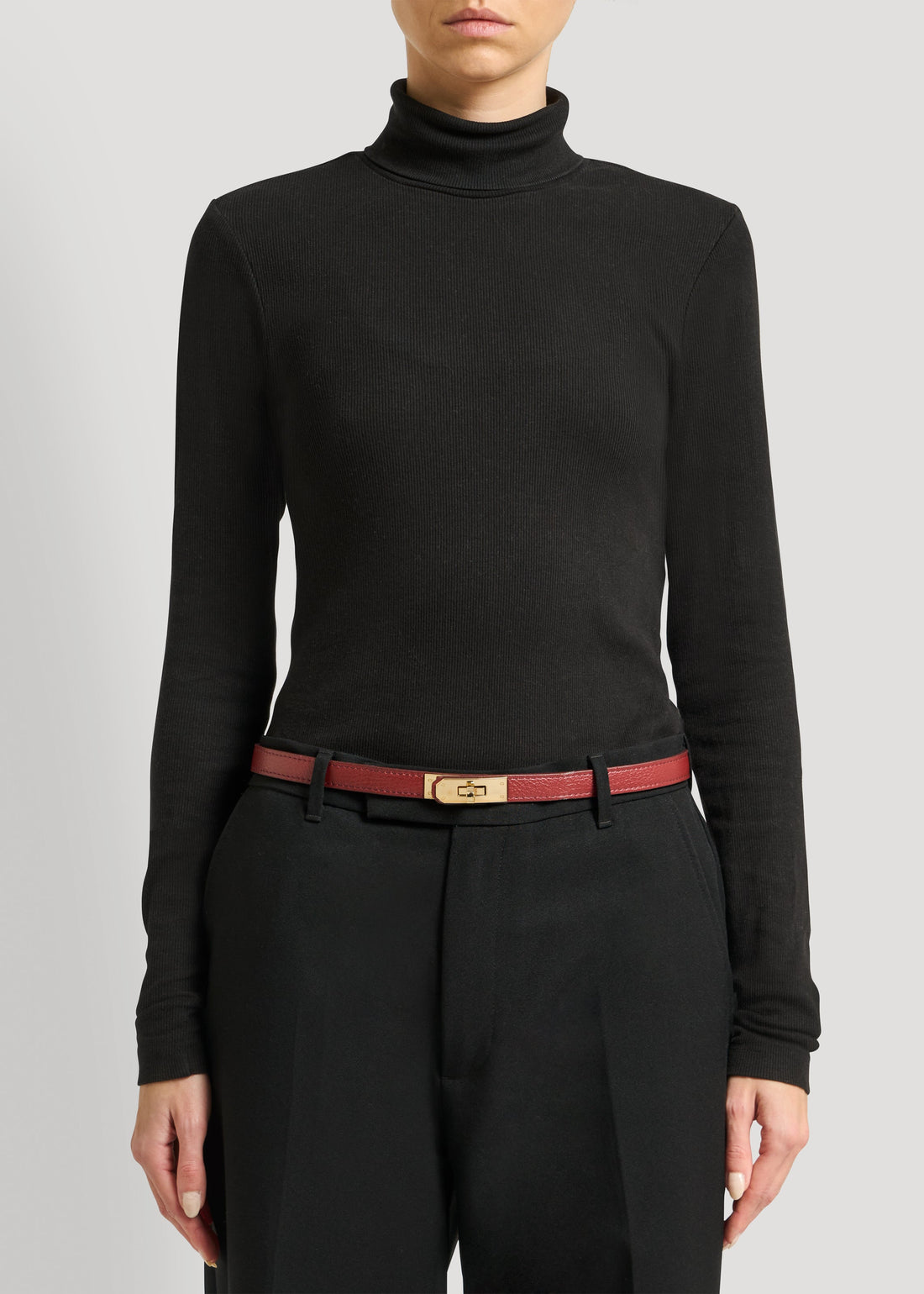 Baronne in Burgundy Togo Leather Belt