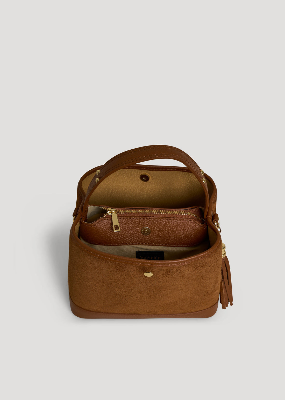 Kendy Bag in Tan Suede and Dollar Leather