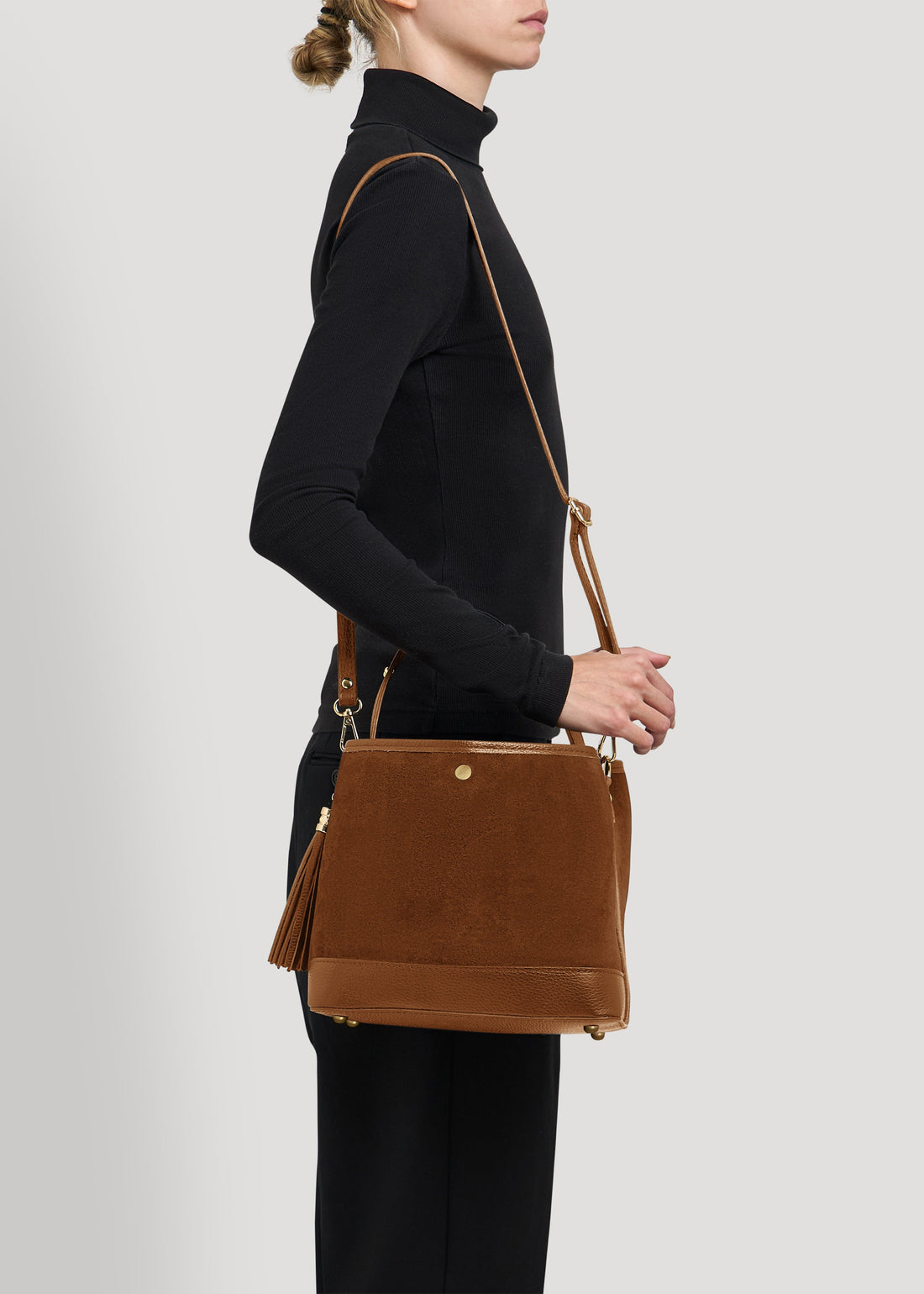 Kendy Bag in Tan Suede and Dollar Leather