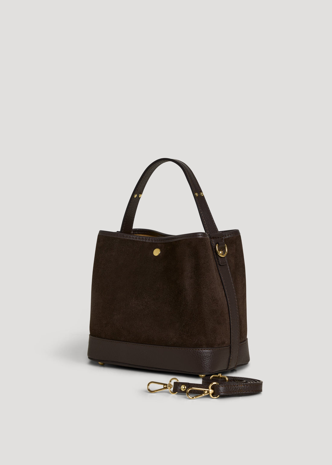 Kendy Bag in Dark Brown Suede and Dollar Leather
