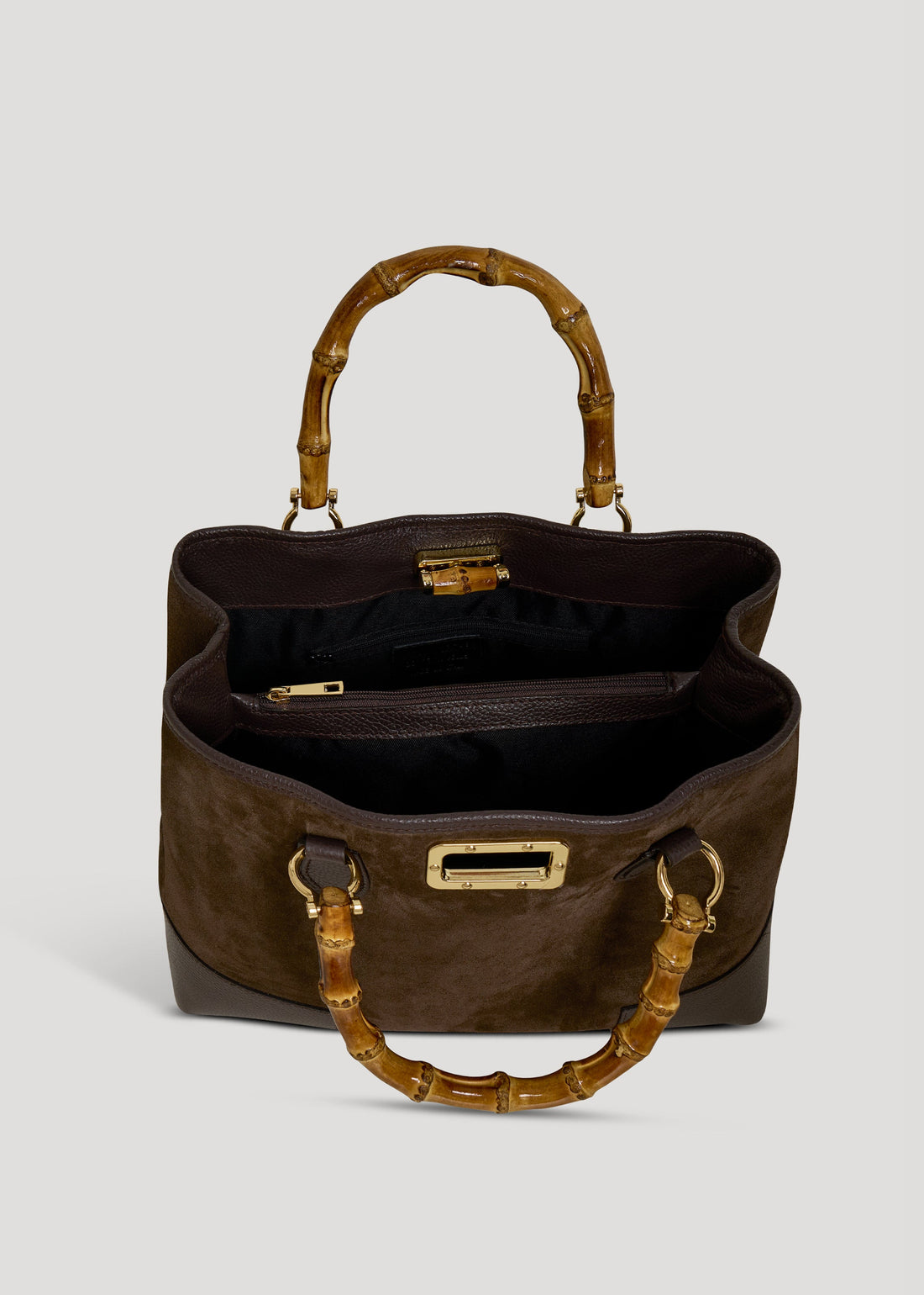Borsa Bamboo Babe in Camoscio e Pelle Testa di moro