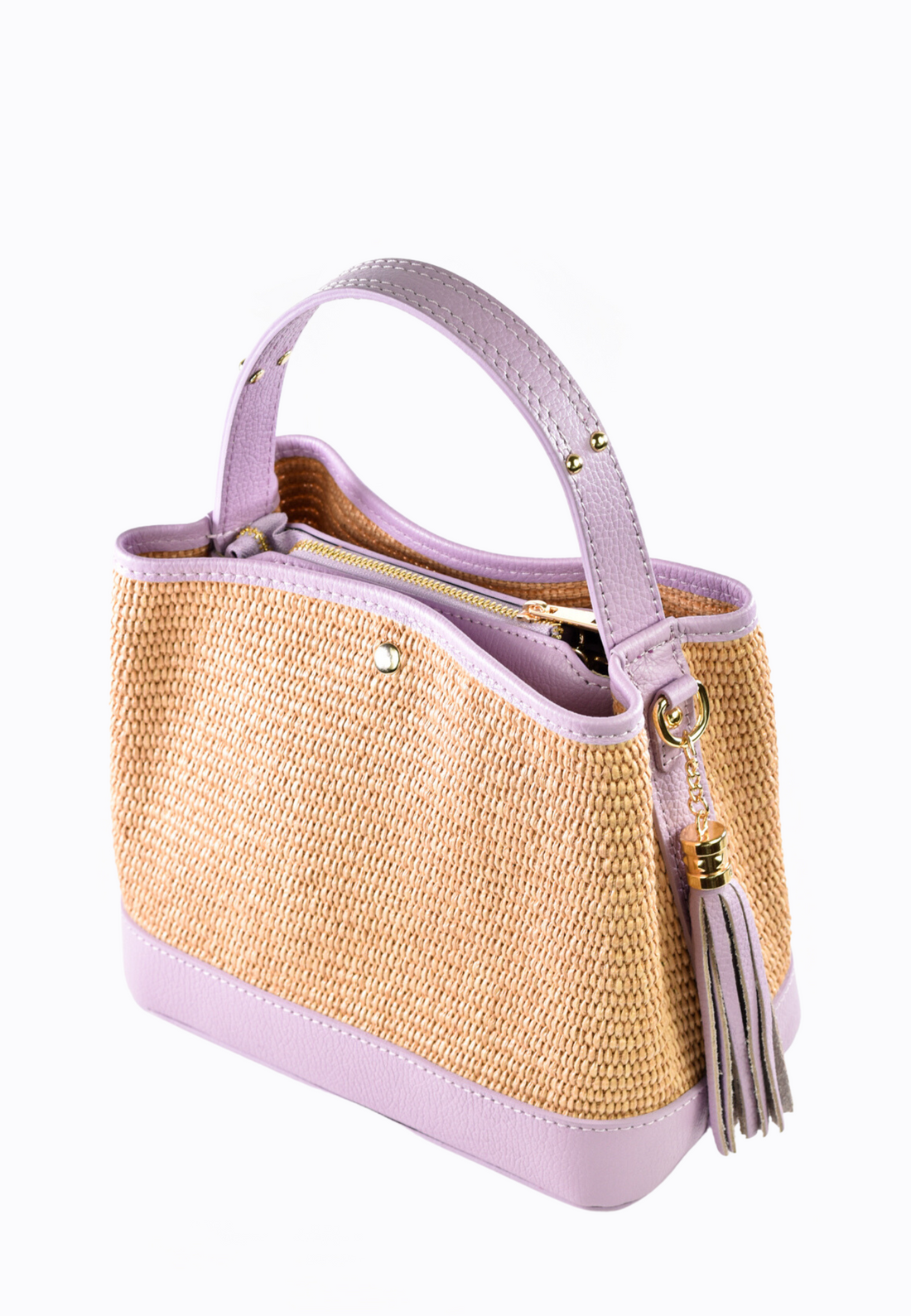 Kendy Bag in Lilac Dollar Leather and Raphia