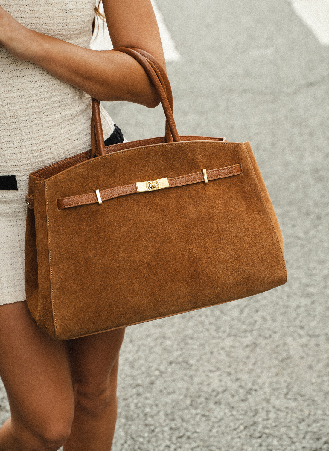 Driade Bag in Tan Suede and Dollar Leather