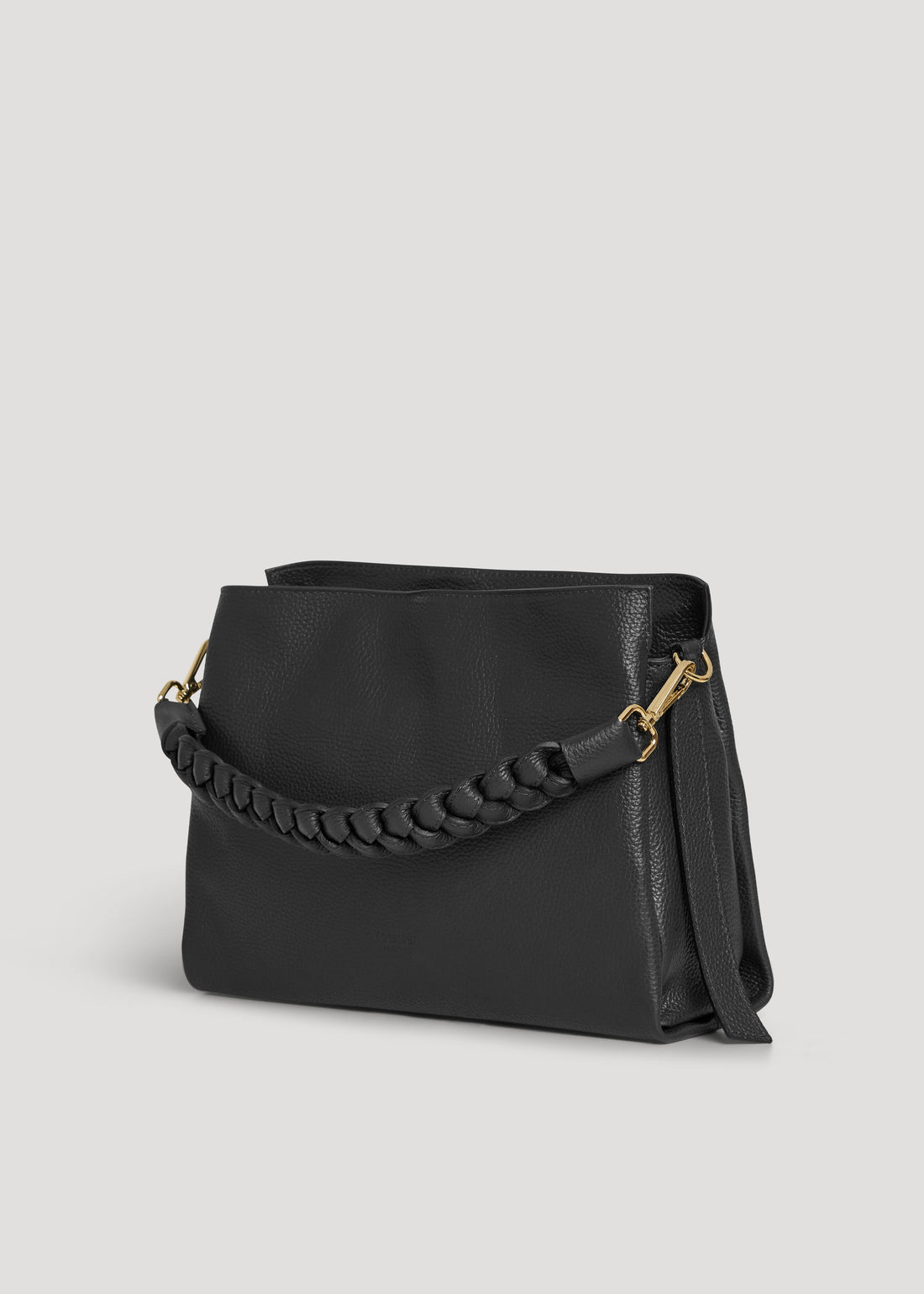 Black Dollar Leather Braid Bag