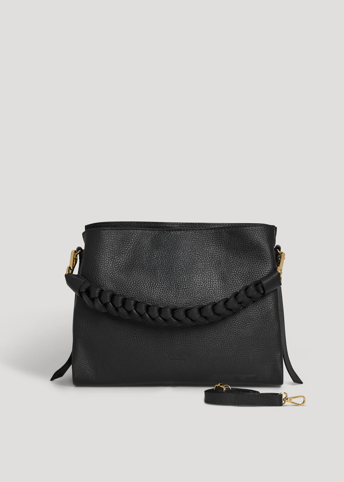Black Dollar Leather Braid Bag