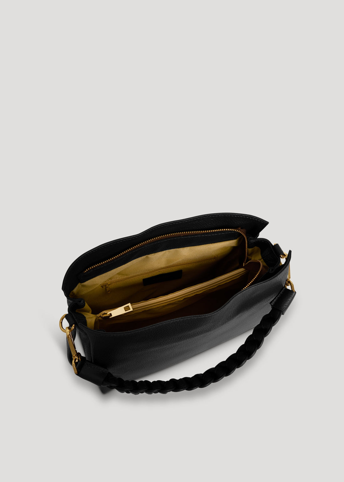 Black Dollar Leather Braid Bag