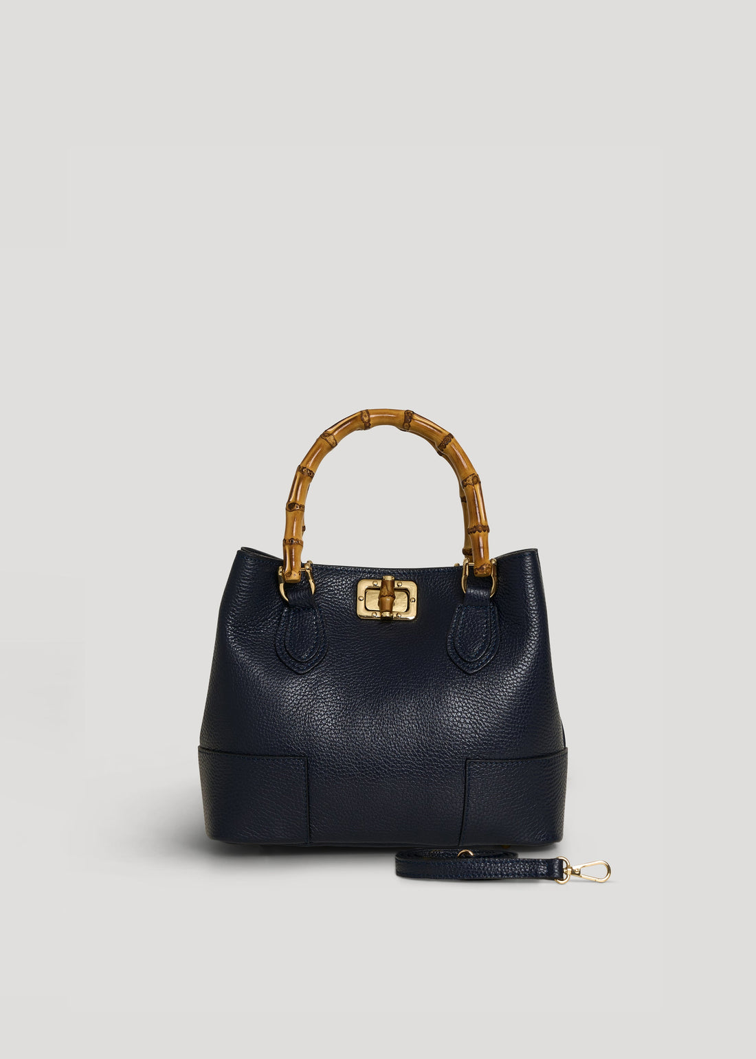 Bamboo Babe Micro Bag in Navy Blue Dollar Leather