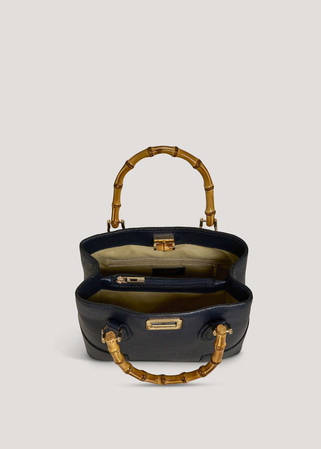 Bamboo Babe Micro Bag in Navy Blue Dollar Leather