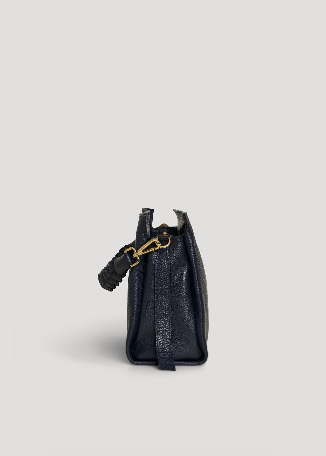 Navy Blue Dollar Leather Braid Bag