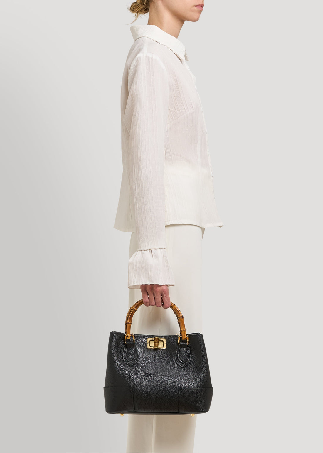 Bamboo Babe Micro Bag in Black Dollar Leather