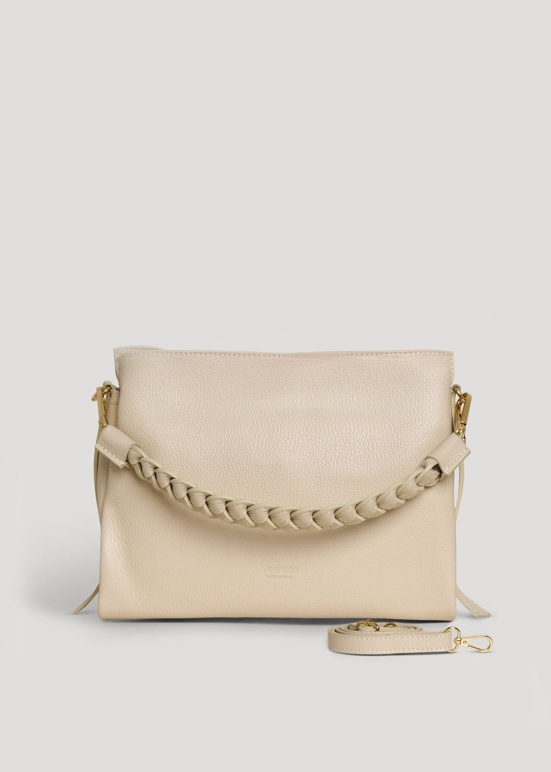 Beige Dollaro Leather Braid Bag