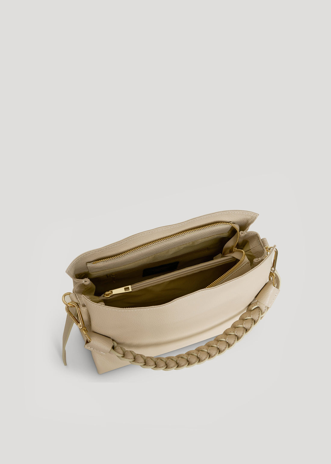 Beige Dollaro Leather Braid Bag