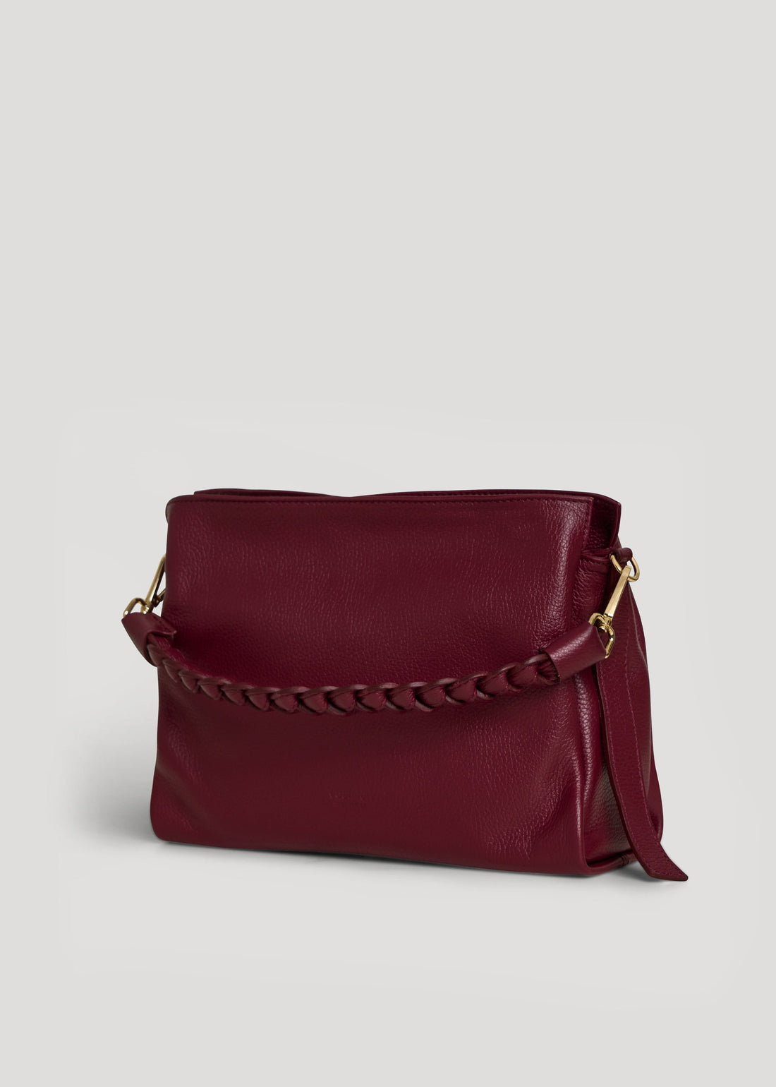 Burgundy Dollar Leather Braid Bag