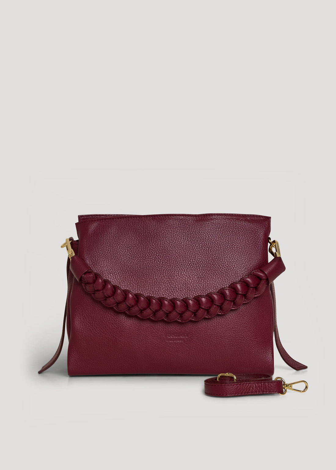 Burgundy Dollar Leather Braid Bag