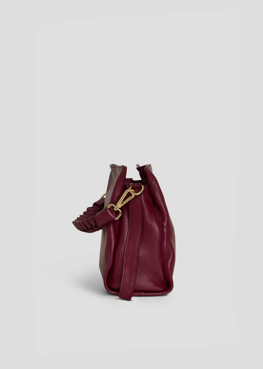 Burgundy Dollar Leather Braid Bag